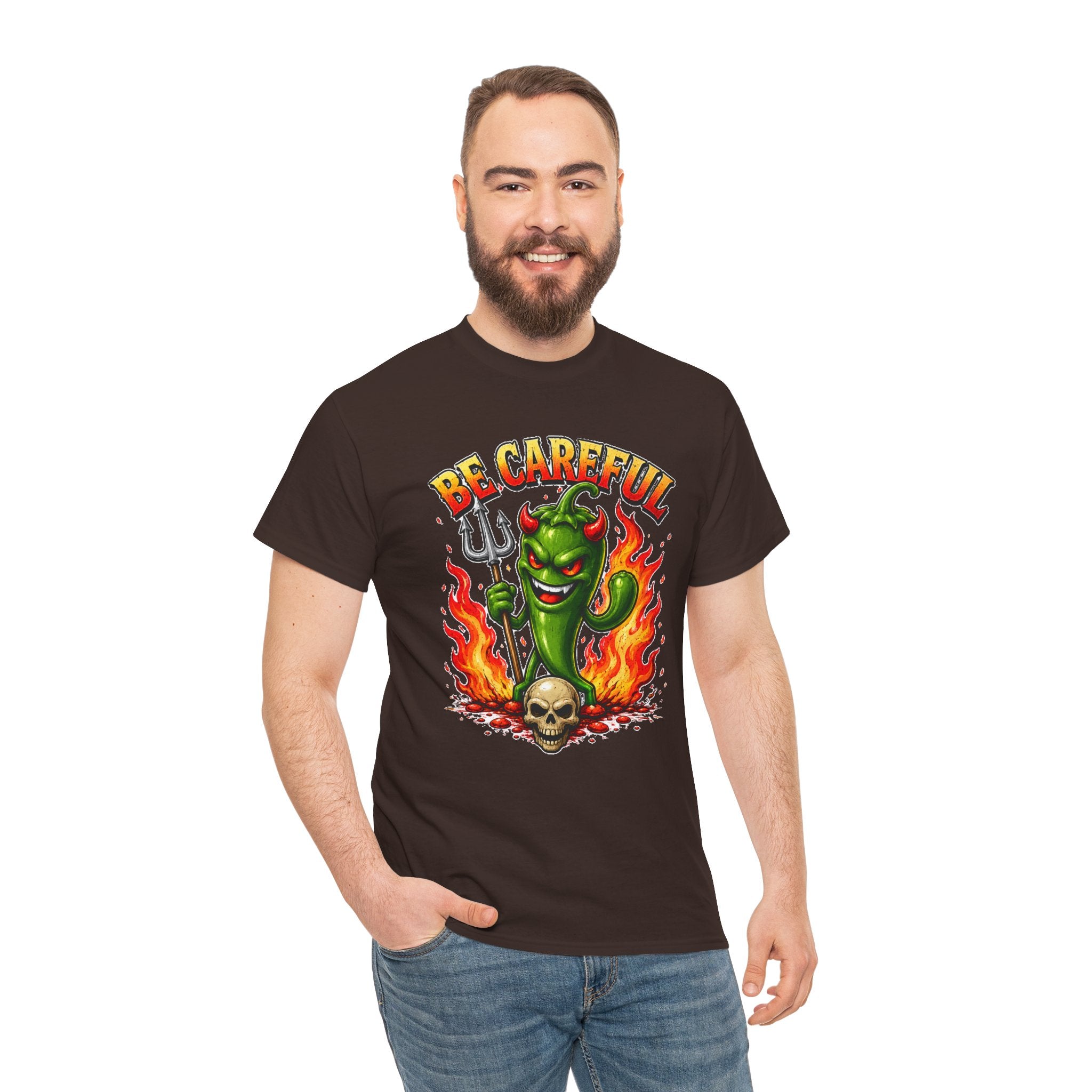 Be Careful Devil Pepper Shirt, Funny Spicy Pepper T-Shirt, Hot Chili Graphic Tee, Retro Tattoo Style Unisex Gift