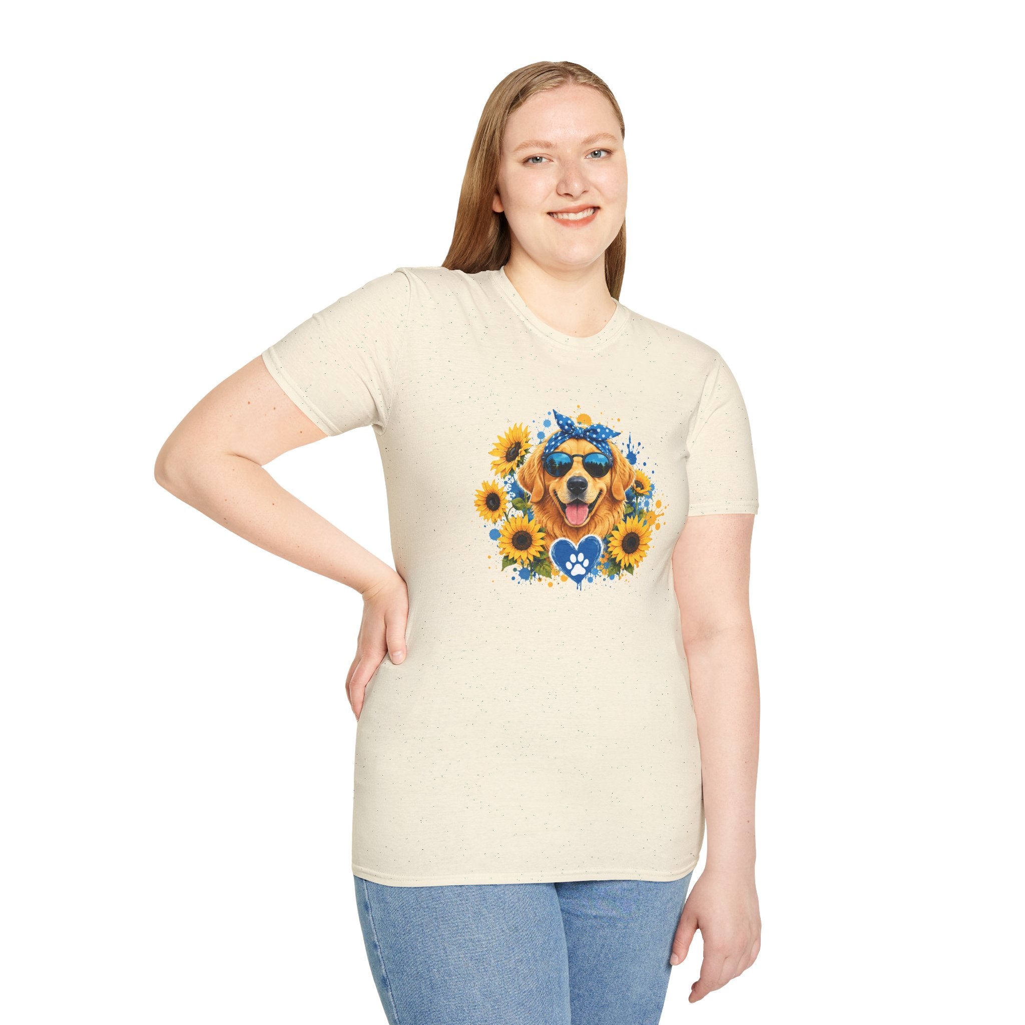 Golden Retriever Sunflower T-Shirt | Cute Dog Lover Shirt | Happy Puppy Graphic Tee | Floral Dog Mom Gift | Summer Unisex Tee