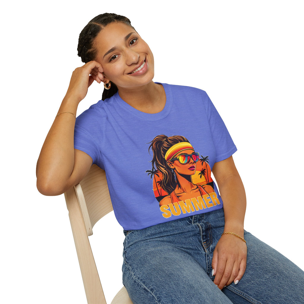 Summer Retro Graphic T-Shirt — 'SUMMER' Beach Babe Palm Tree Tee
