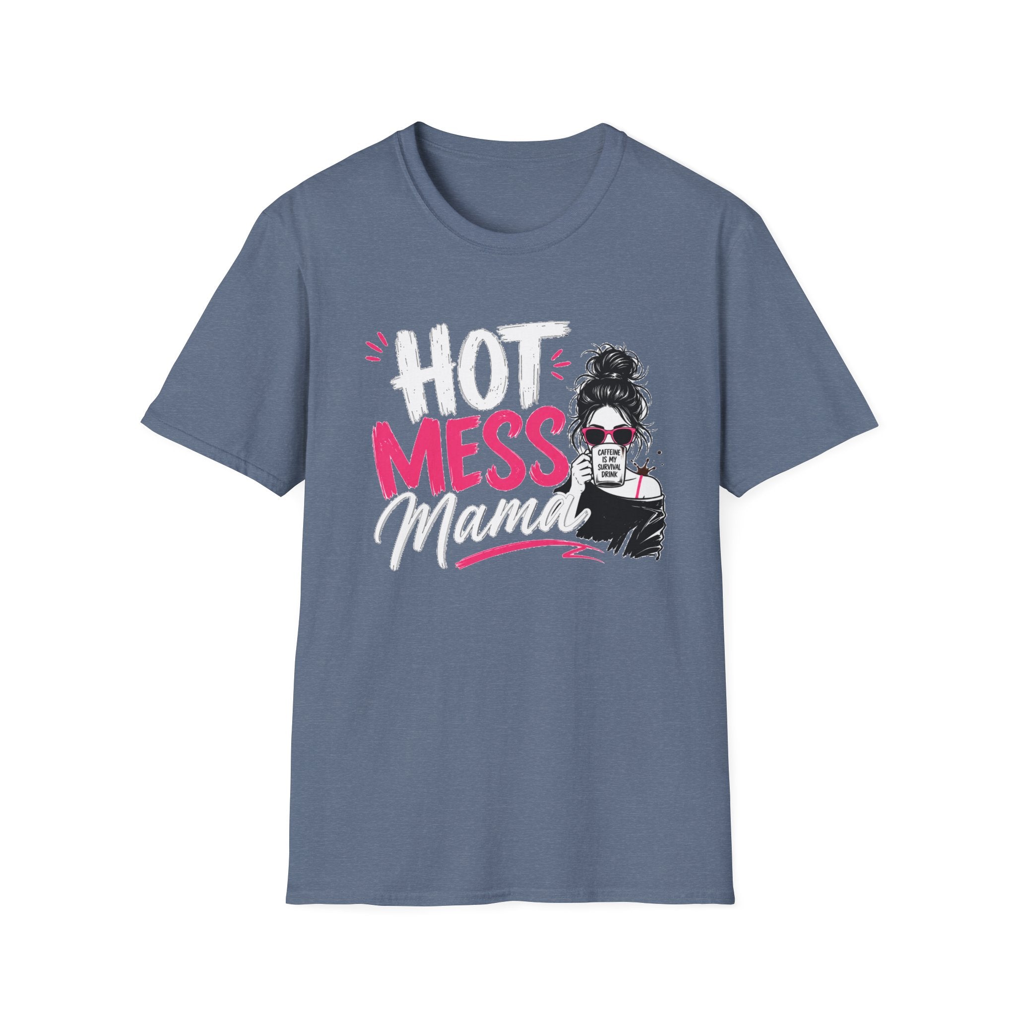 Hot Mess Mama Coffee Lover Shirt, Funny Mom Life Graphic Tee, Caffeine Humor T-Shirt for Moms