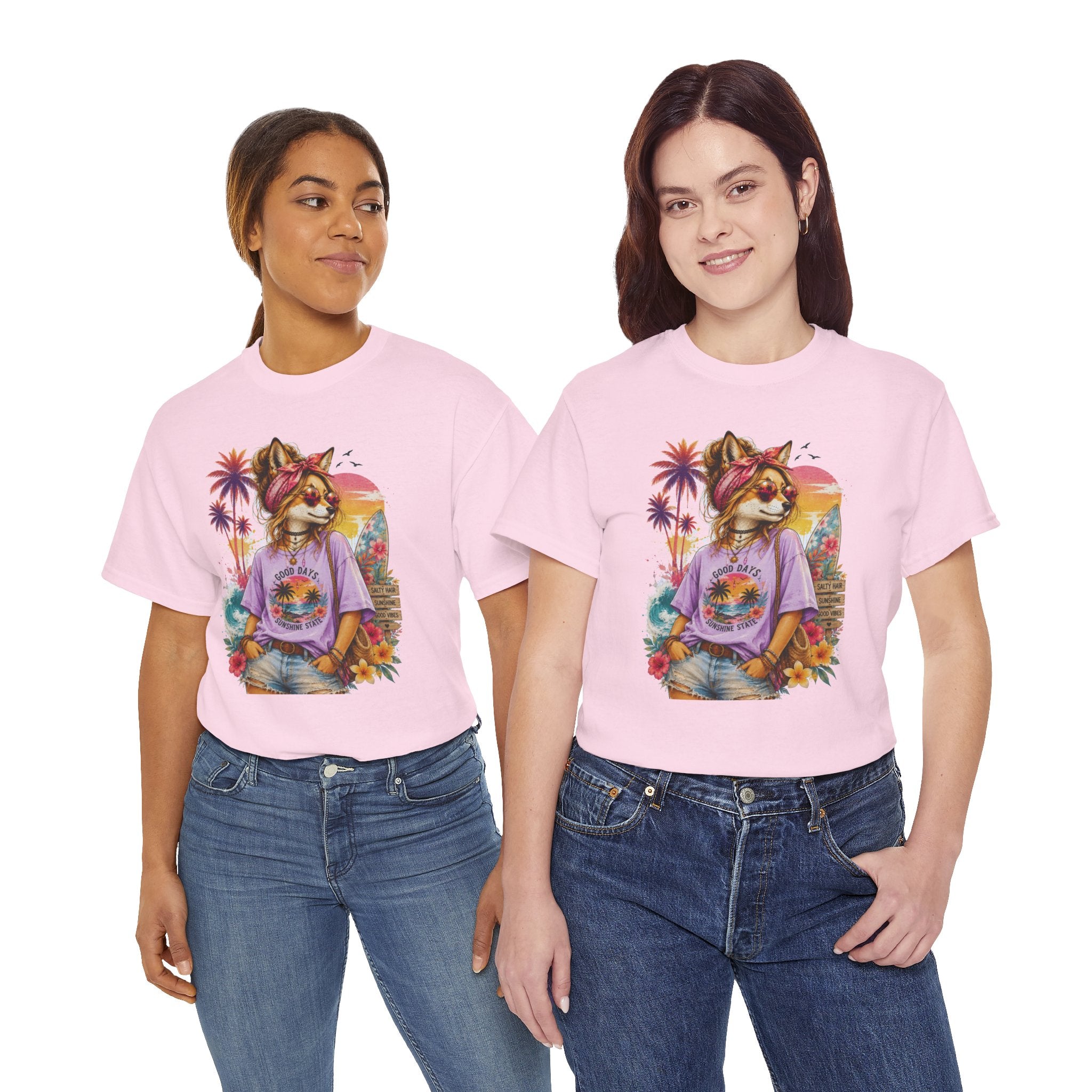 Fox Beach Vibes Shirt, Retro Beach T-Shirt, Summer Sunset Graphic Tee, Coastal Vacation Gift