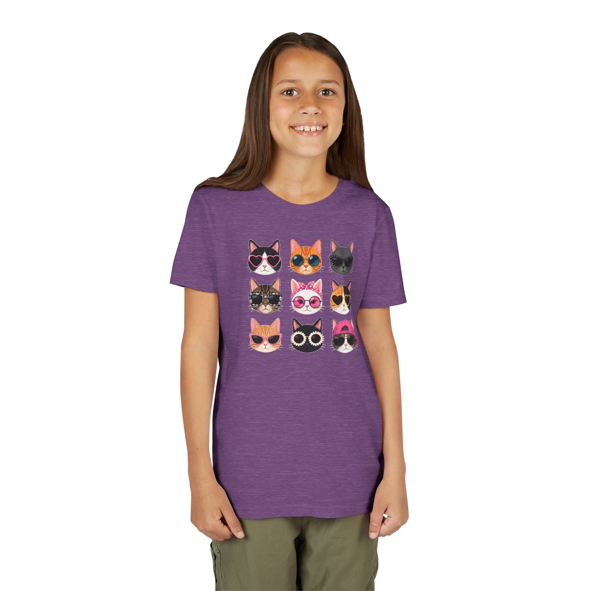 Kids Cat T-Shirt, Cute Cat Faces Shirt, Funny Kitty Tee for Girls & Boys, Cat Lover Gift for Kids, Colorful Cat Graphic Tee