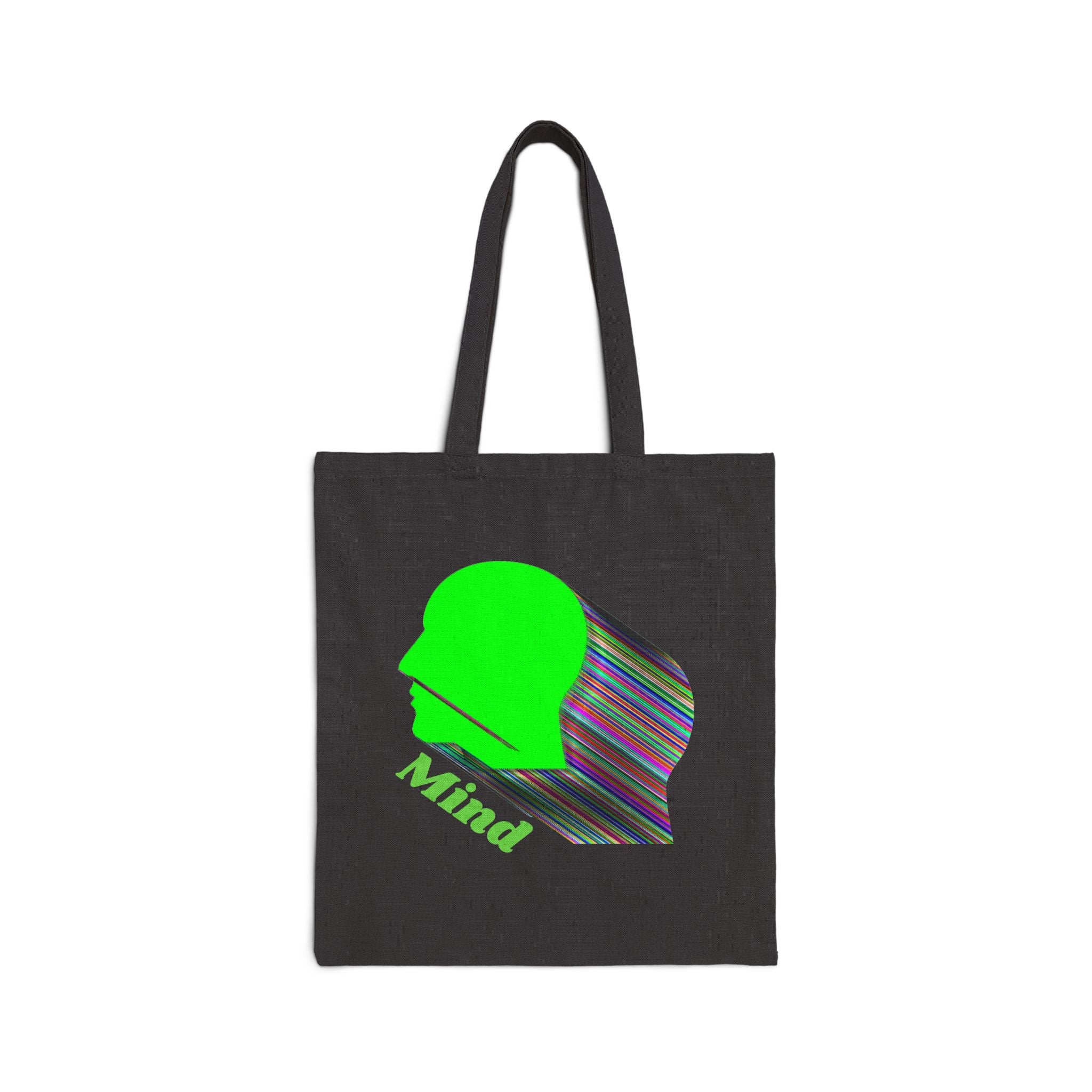 Mind Silhouette Canvas Tote — Green Head Graphic Eco Shopper