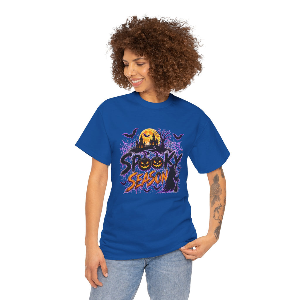 Spooky Season Halloween T-Shirt, Jack O Lantern Pumpkin Tee, Haunted House Graphic Shirt, Unisex Halloween Tee