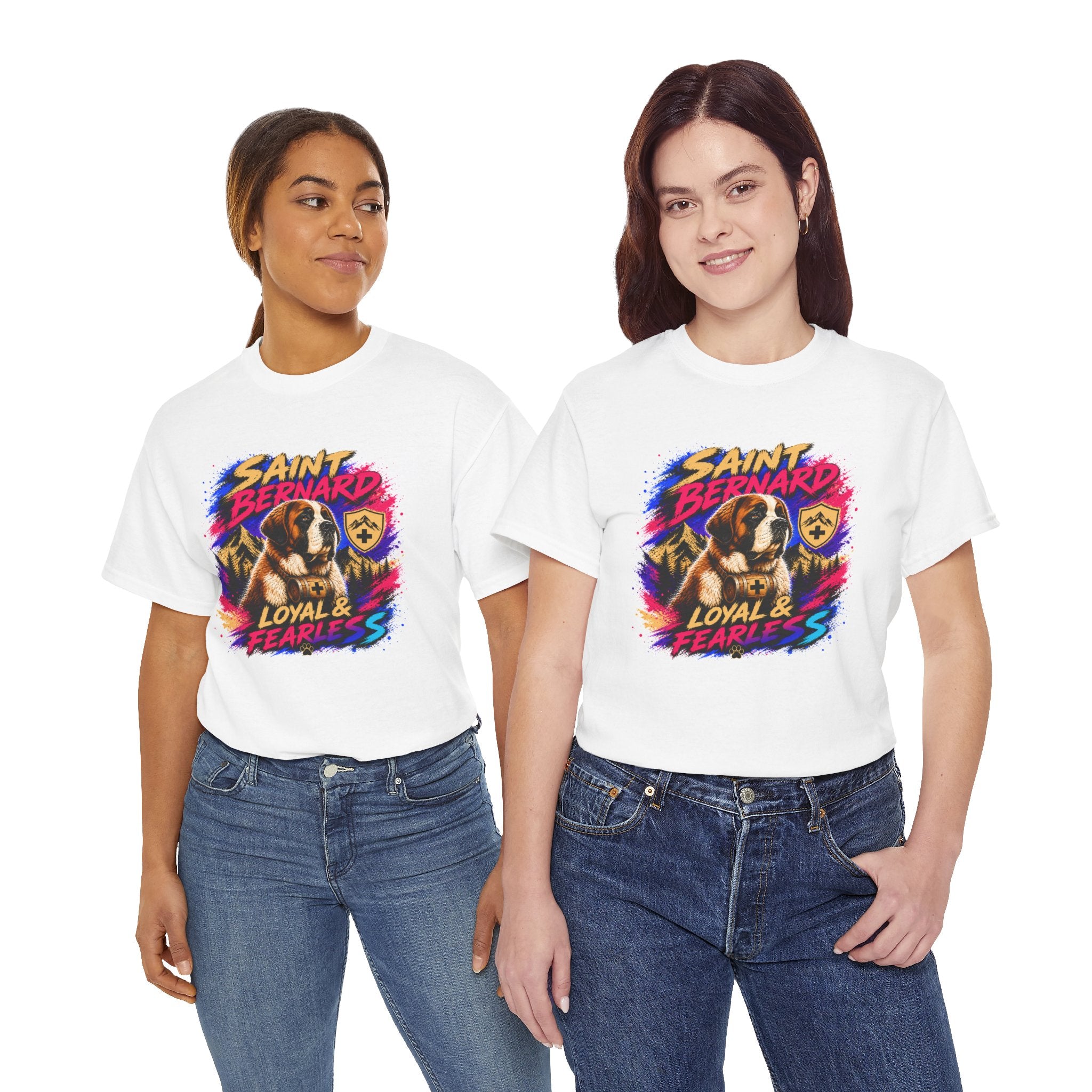 Saint Bernard Dog Shirt, Loyal & Fearless T-Shirt, Colorful Saint Bernard Tee, Dog Lover Gift, Unisex Graphic Tee