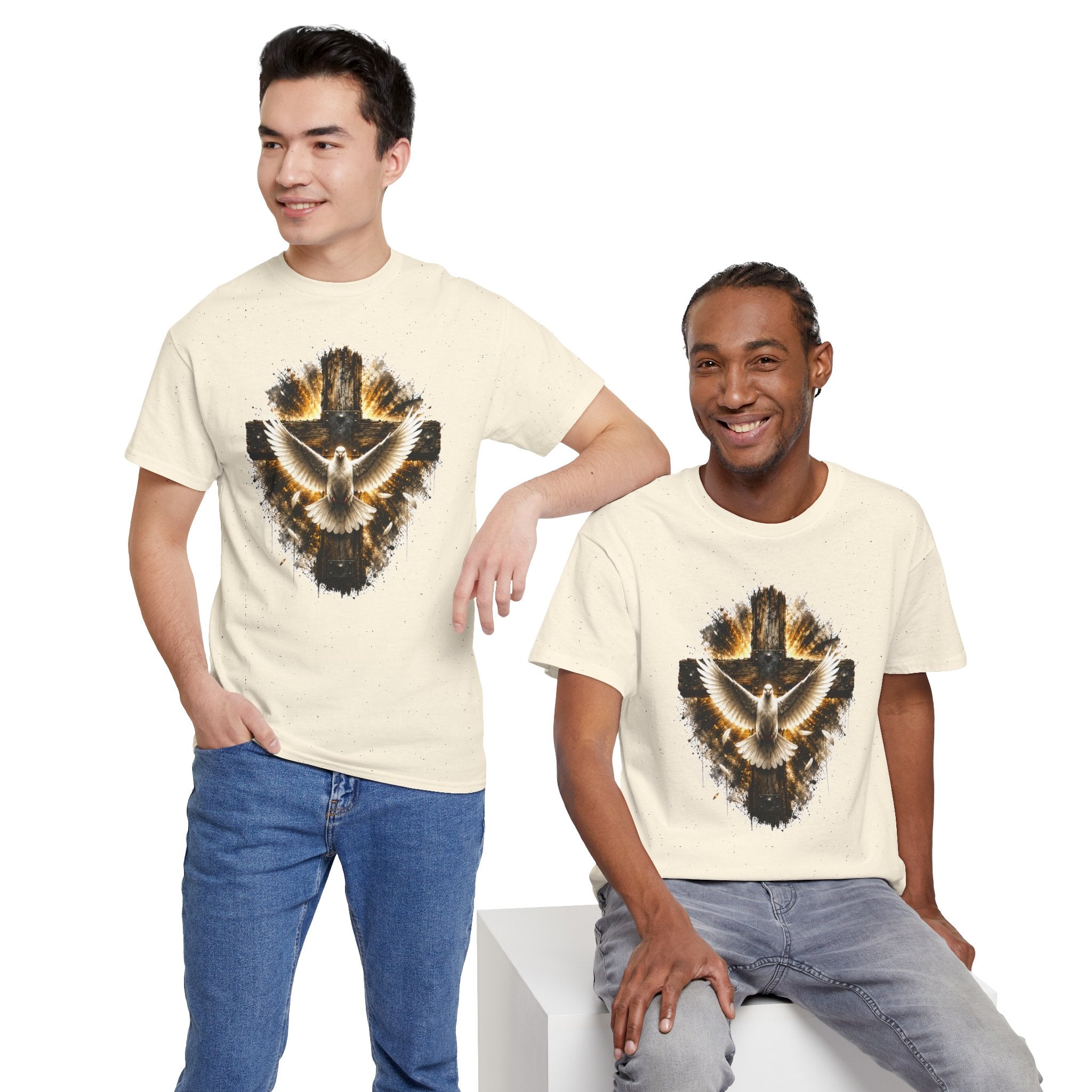 Christian Dove Cross T-Shirt | Holy Spirit Shirt | Faith Graphic Tee | Religious Gift | Bible Believer Shirt | Unisex Christian Tee