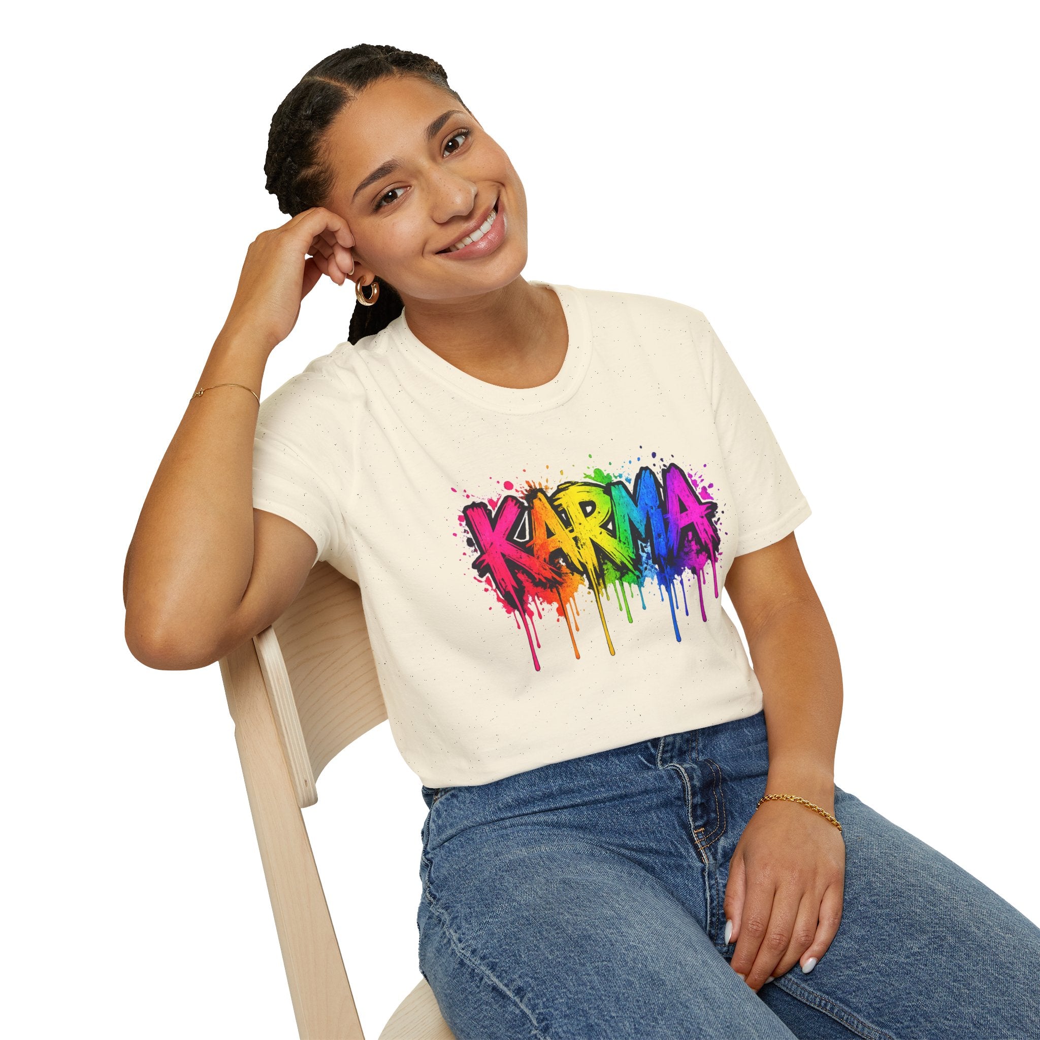 Karma Rainbow Drip Shirt, Funny Graphic Tee, Colorful Streetwear T-Shirt, Unisex Casual Tee, Gift Idea