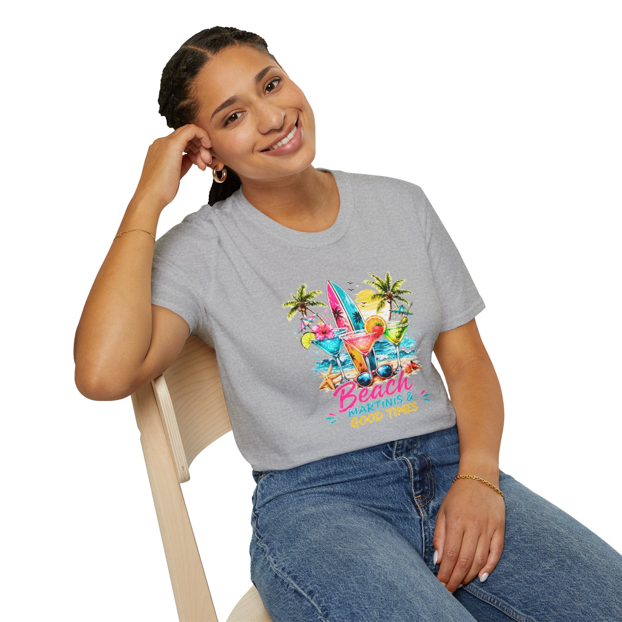 Beach Cocktails T-Shirt, Tropical Summer Shirt, Beach Martini Tee, Coastal Vacation Shirt, Summer Graphic Tee