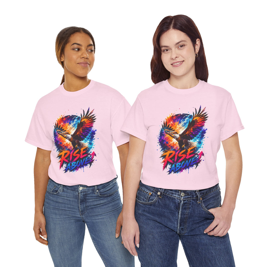 Rise Above Eagle Graphic T-Shirt | Motivational Unisex Tee | Colorful Freedom Bird Shirt