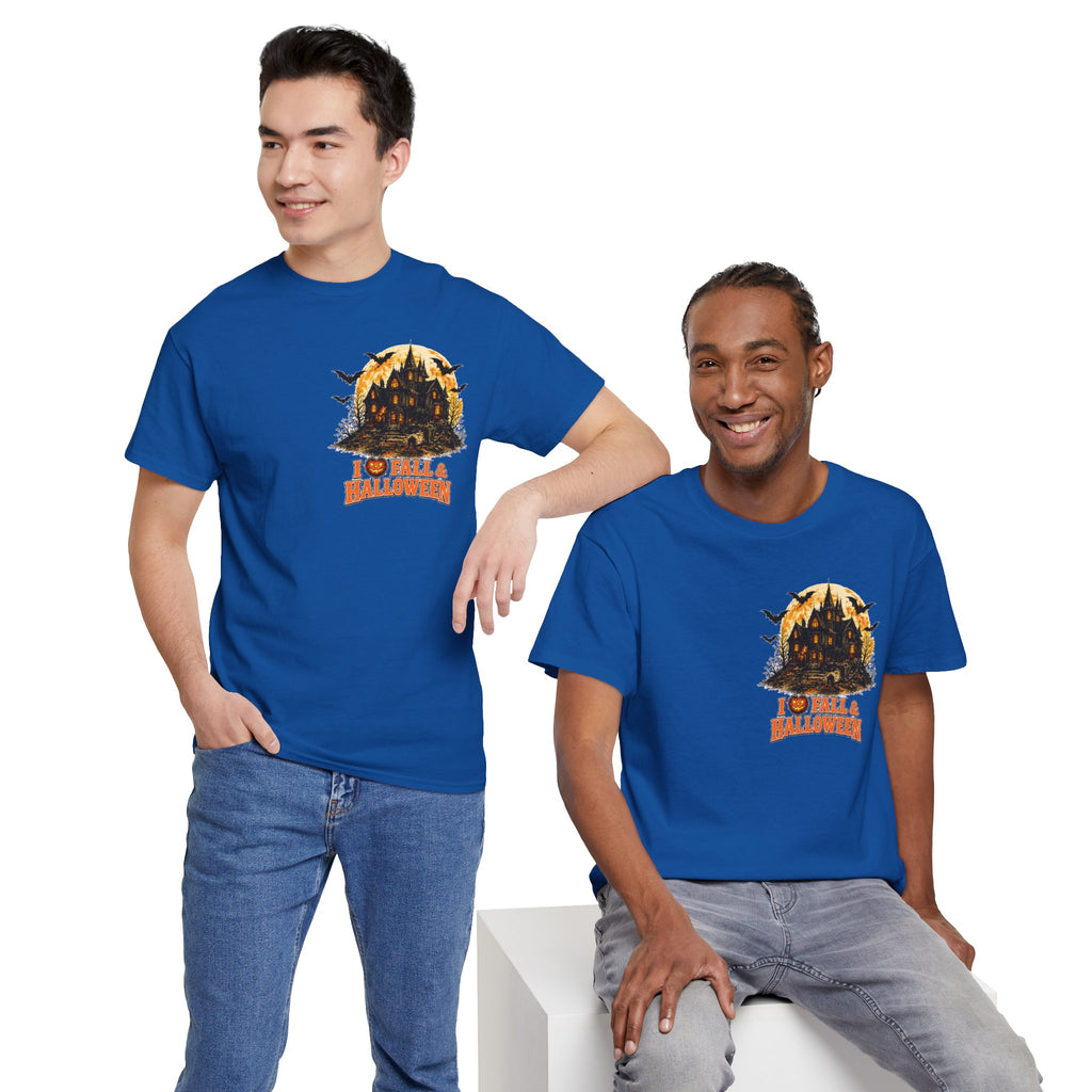 Halloween Fall Graphic Tee — "I  Fall & Halloween" Vintage Pumpkin & Spooky Characters Shirt