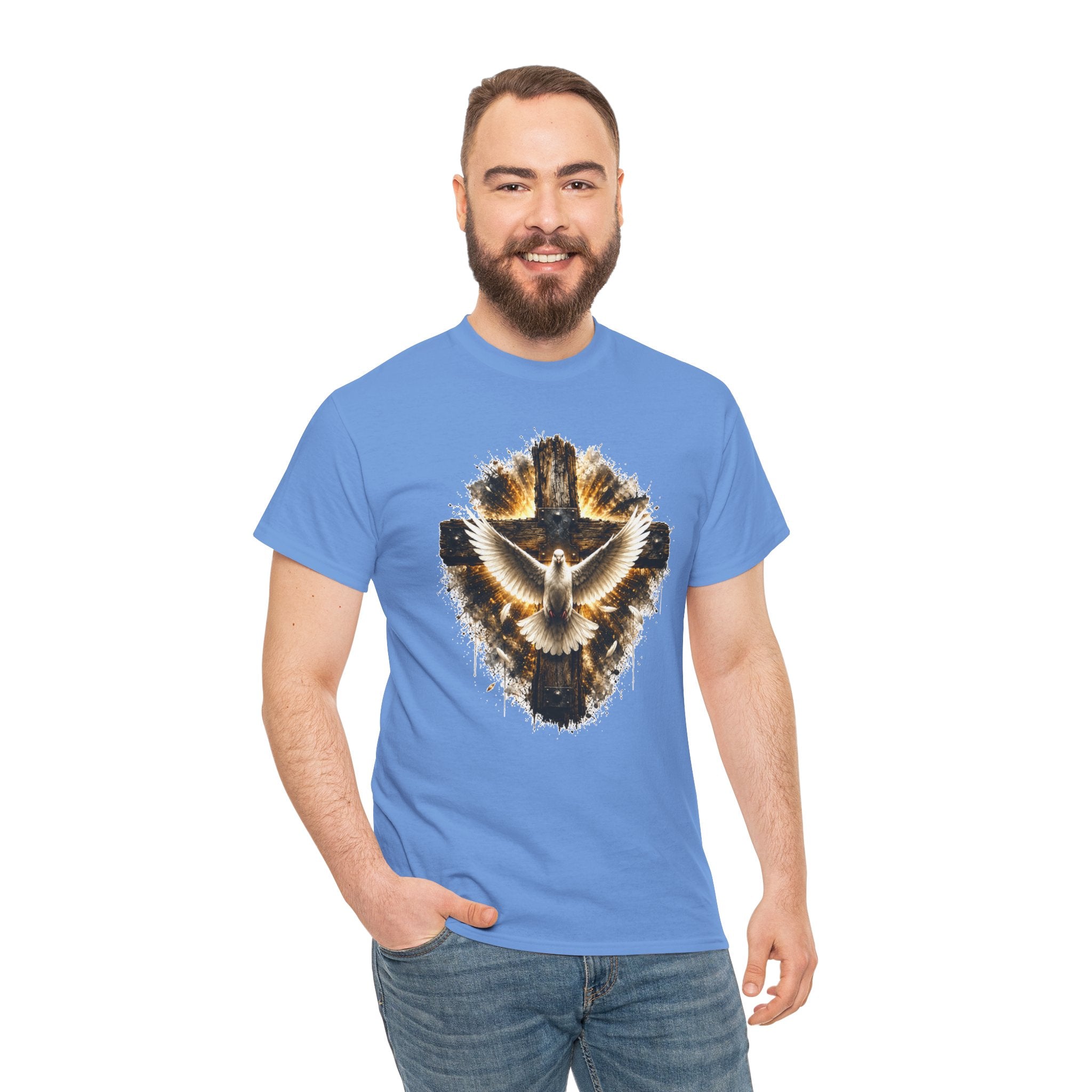 Christian Dove Cross T-Shirt | Holy Spirit Shirt | Faith Graphic Tee | Religious Gift | Bible Believer Shirt | Unisex Christian Tee
