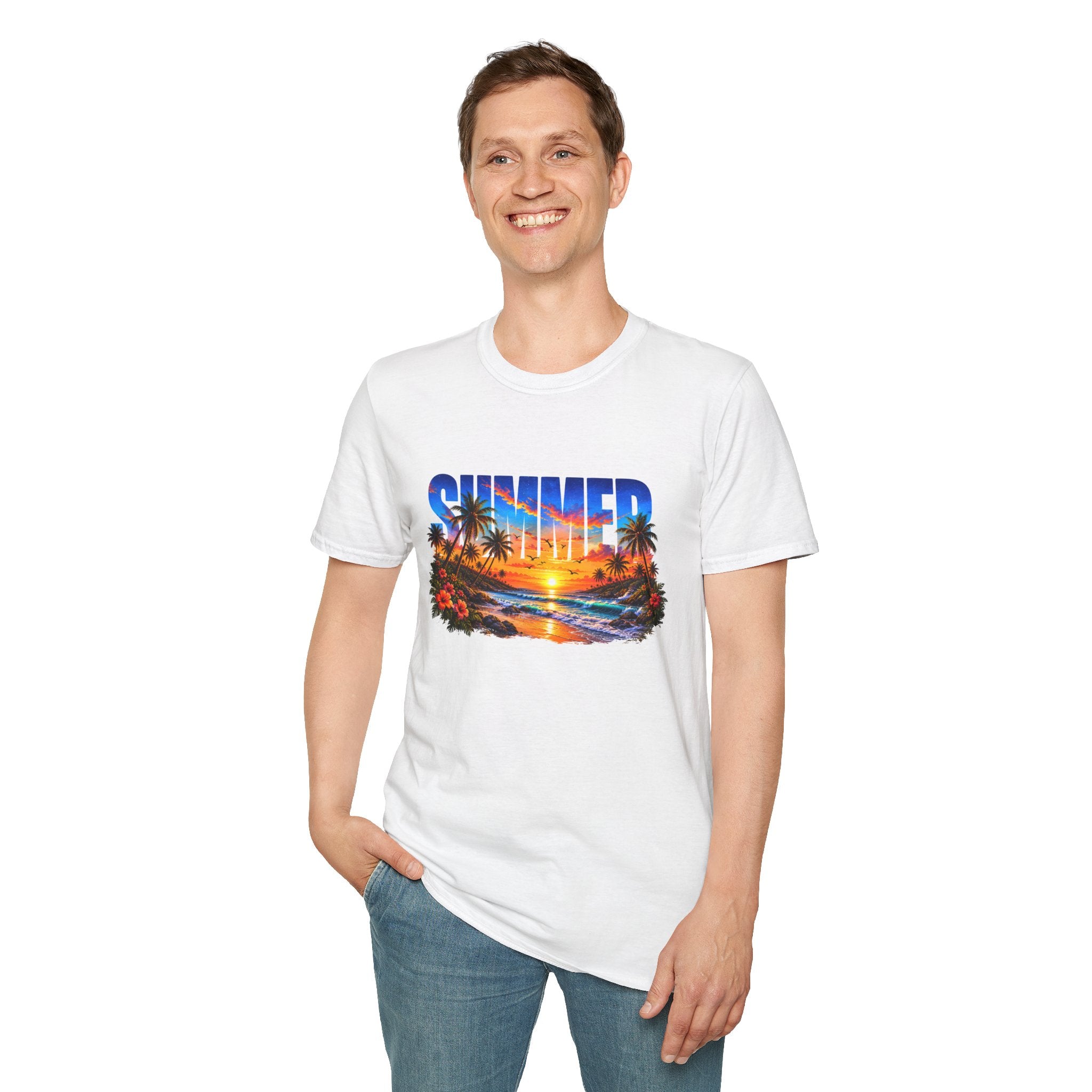 Summer Beach T Shirt Sunset Palm Graphic Tee