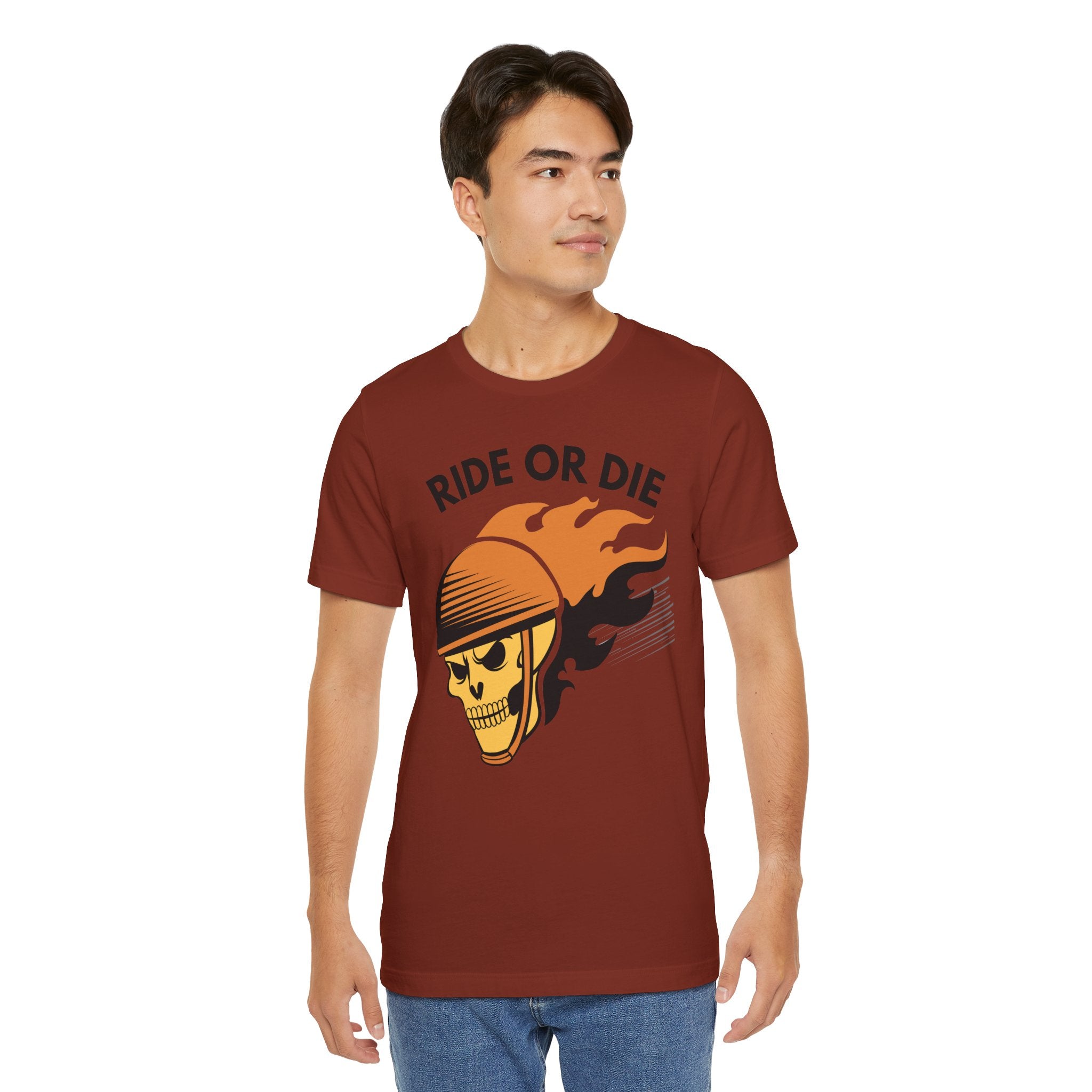 Ride or Die Skull Helmet T-Shirt | Biker Graphic Tee for Men | Vintage Motorcycle Shirt
