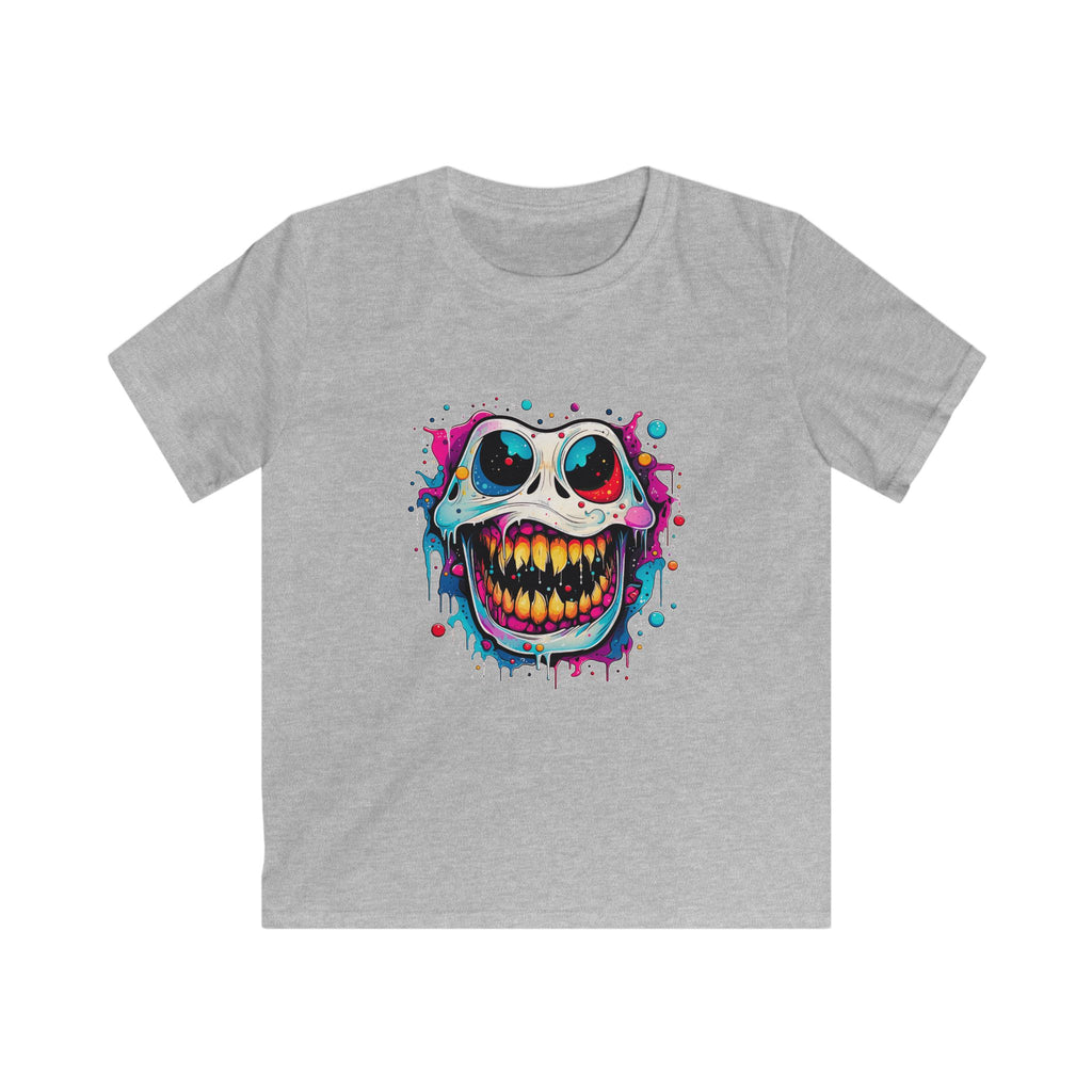 Kids Skull Smile Tee - Colorful Dripping Grin Graphic Shirt for Halloween and Everyday