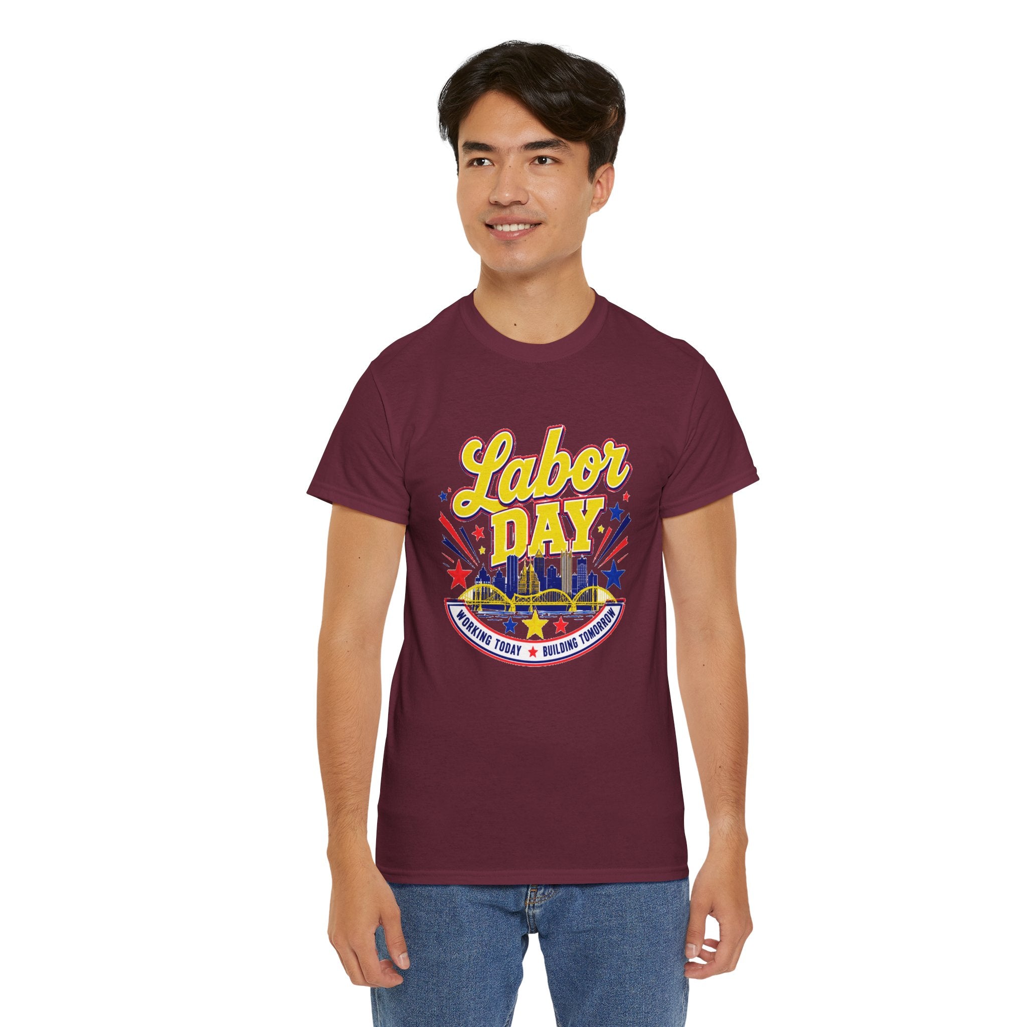 Labor Day Skyline T‑Shirt — Retro Stars & Stripes Celebration Tee