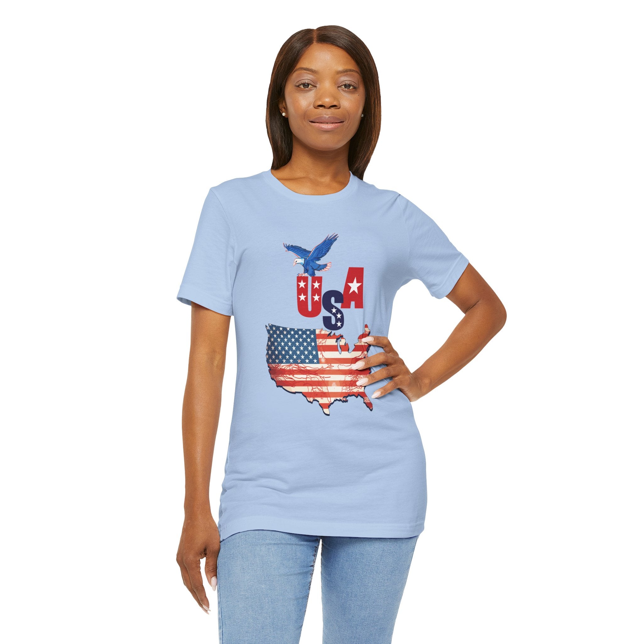 USA Flag Map T-Shirt, Patriotic Eagle Shirt, 4th of July Shirt, American Flag Tee, Independence Day Gift