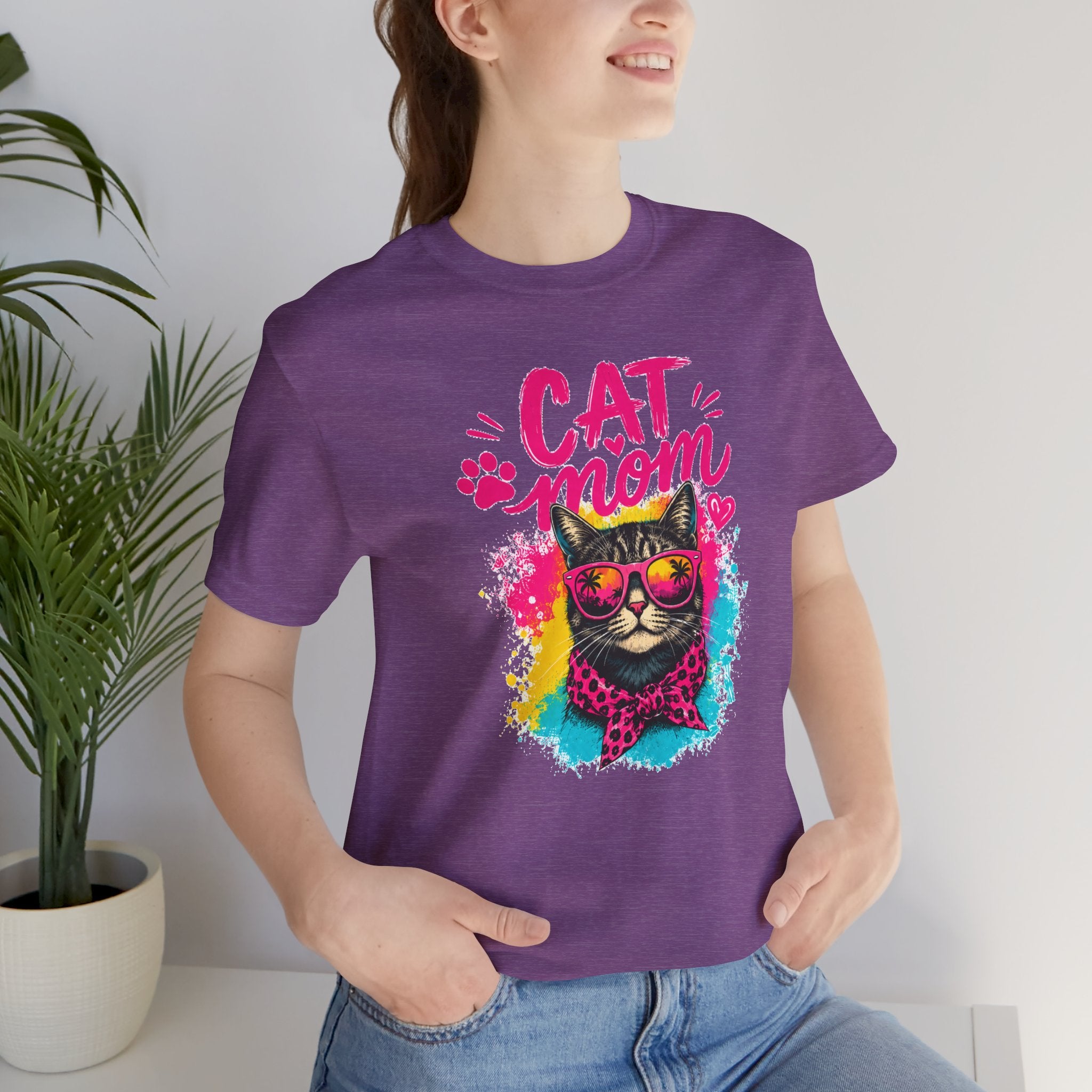 Cat Mom T-Shirt | Funny Cat Mom Gift | Colorful Retro Cat Lover Tee | Cute Cat Graphic Shirt | Unisex Cat Mom Tee