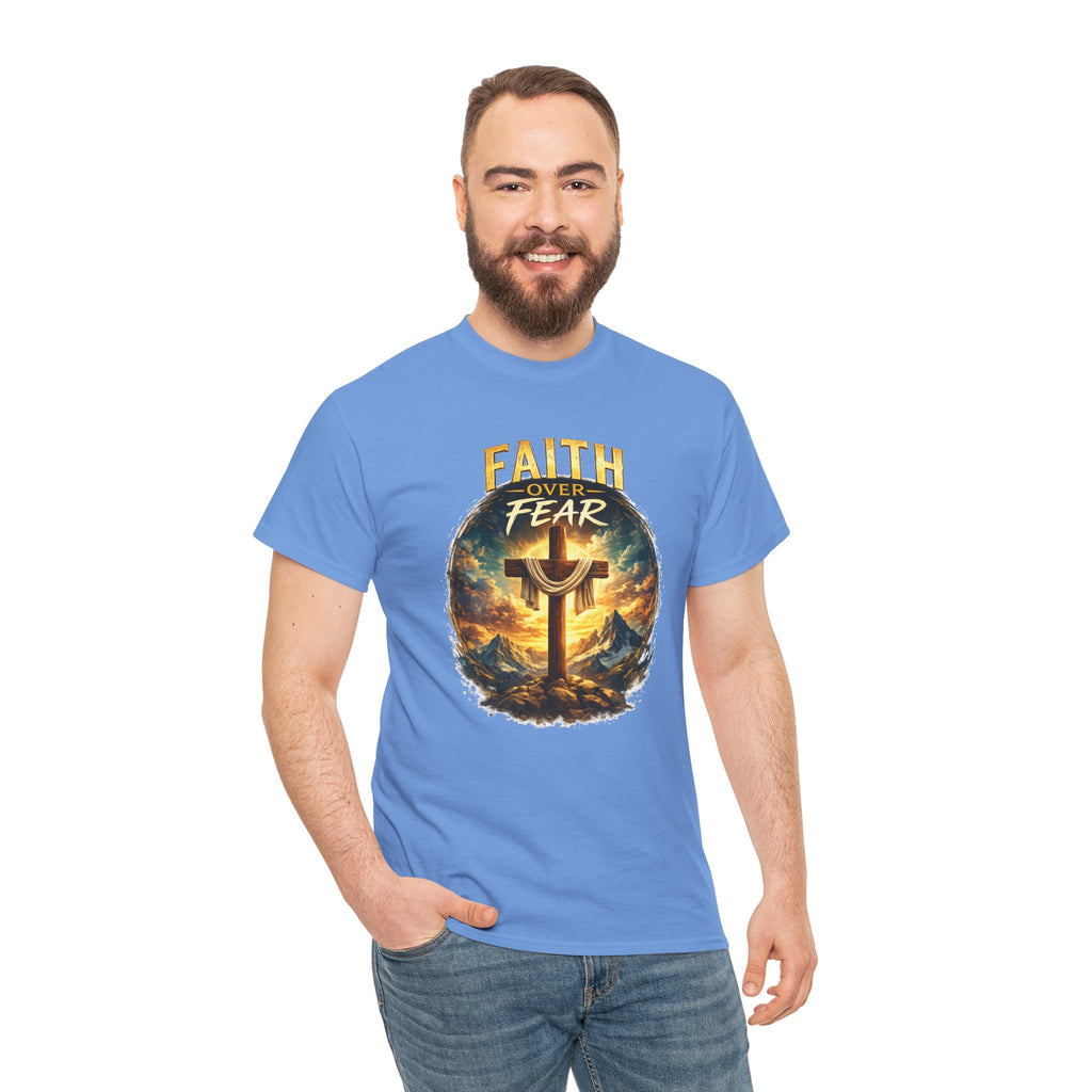 Faith Over Fear Christian T-Shirt | Cross Graphic Tee | Jesus Faith Shirt | Religious Unisex Shirt | Christian Gift for Men & Women
