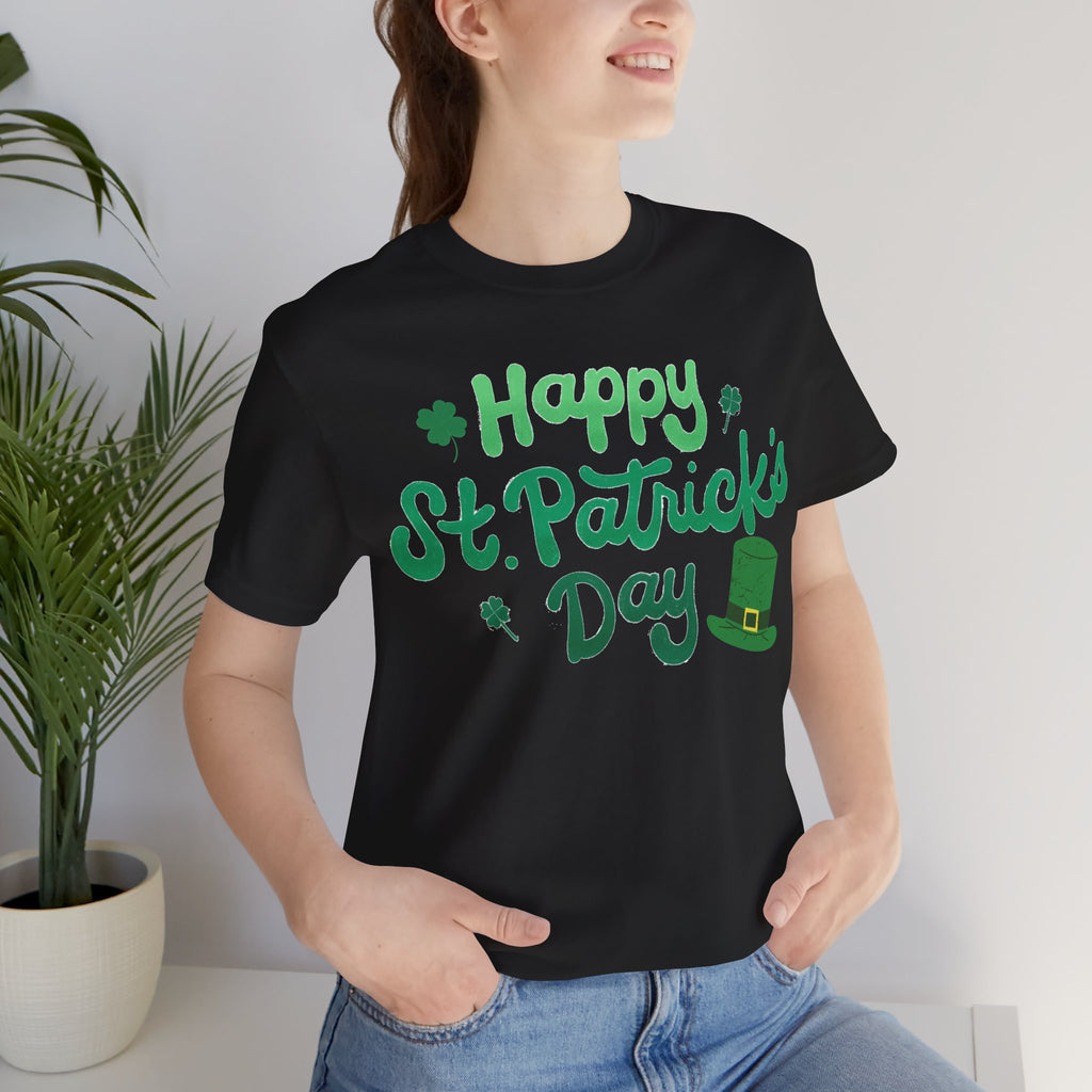 Happy St. Patrick's Day T-Shirt – Green Shamrock & Leprechaun Hat Tee