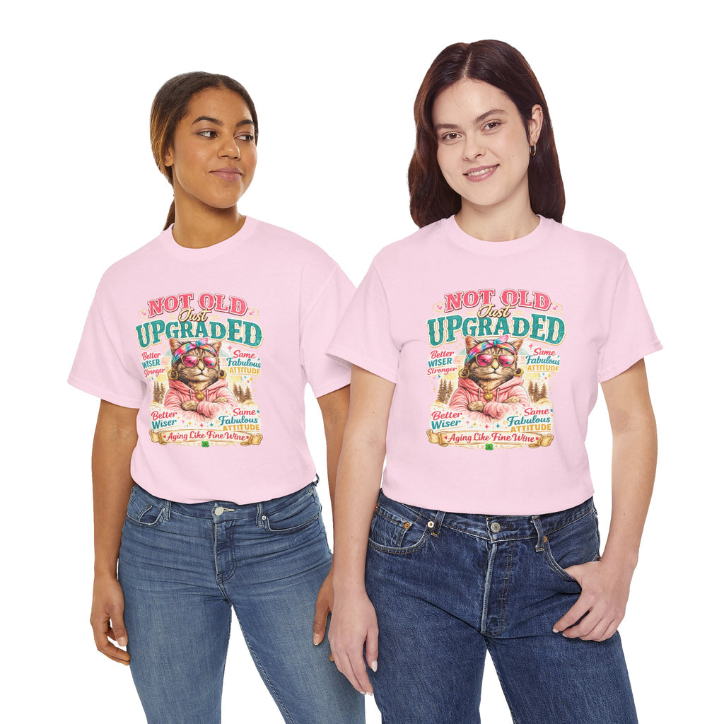 Not Old Just Upgraded Cat T-Shirt | Funny Cat Lover Tee | Vintage Birthday Shirt | Cute Kitty Graphic Tee | Gift for Cat Mom | Cat Lover Gift