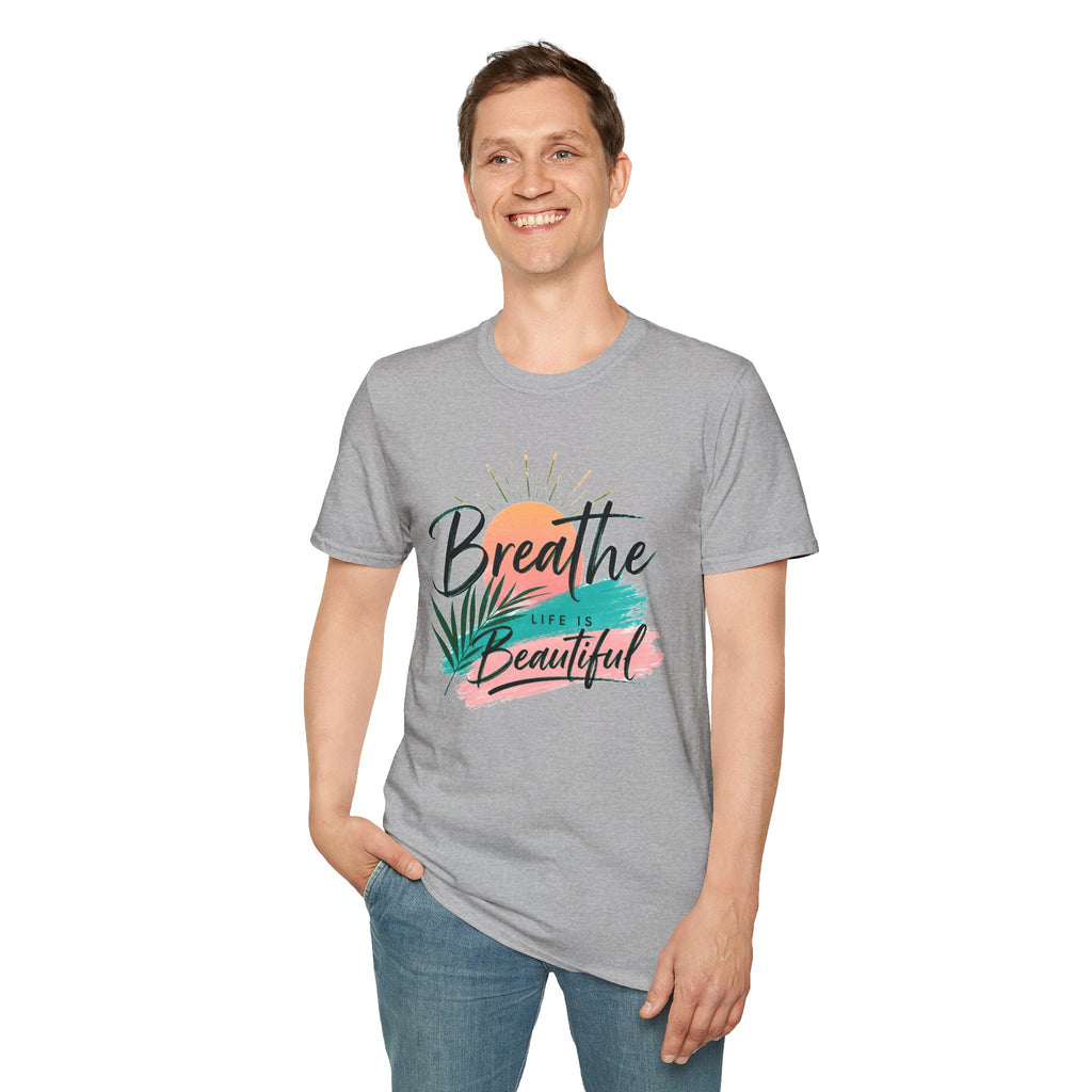 Breathe Life Is Beautiful Shirt, Inspirational T-Shirt for Women, Positive Quote Tee, Motivational Graphic Tee, Summer Vacation Shirt, Gift for Her
