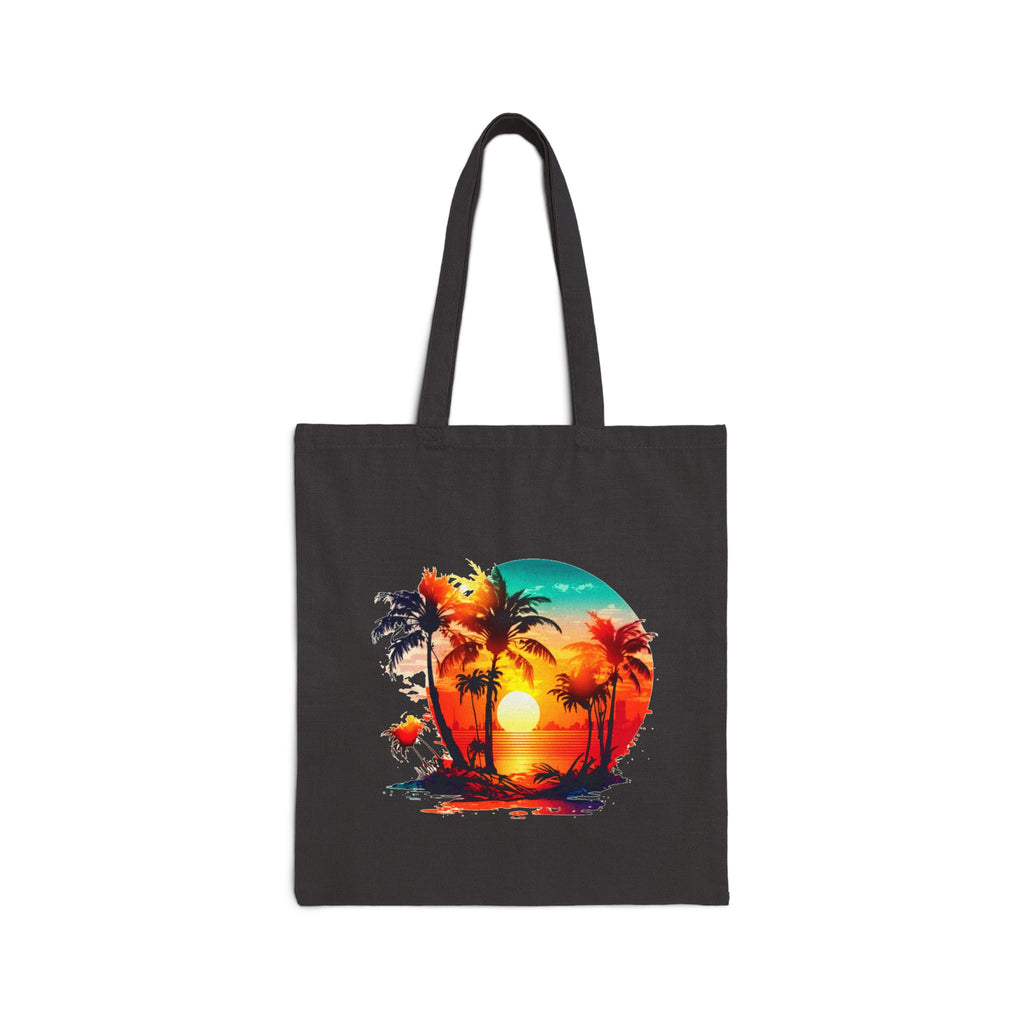Tropical Sunset Tote Bag, Beach Canvas Tote, Summer Palm Tree Bag, Aesthetic Beach Bag