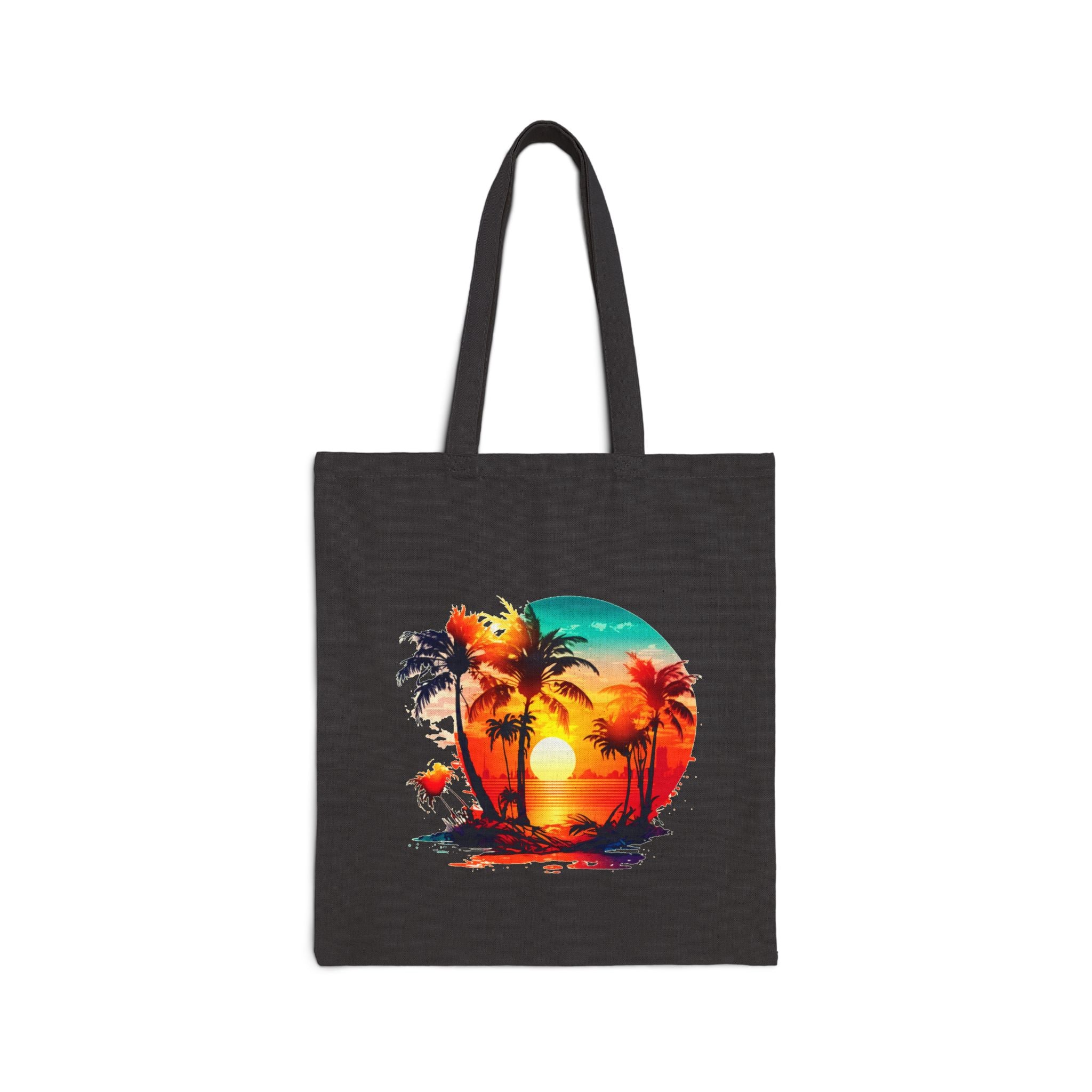 Tropical Sunset Tote Bag, Beach Canvas Tote, Summer Palm Tree Bag, Aesthetic Beach Bag