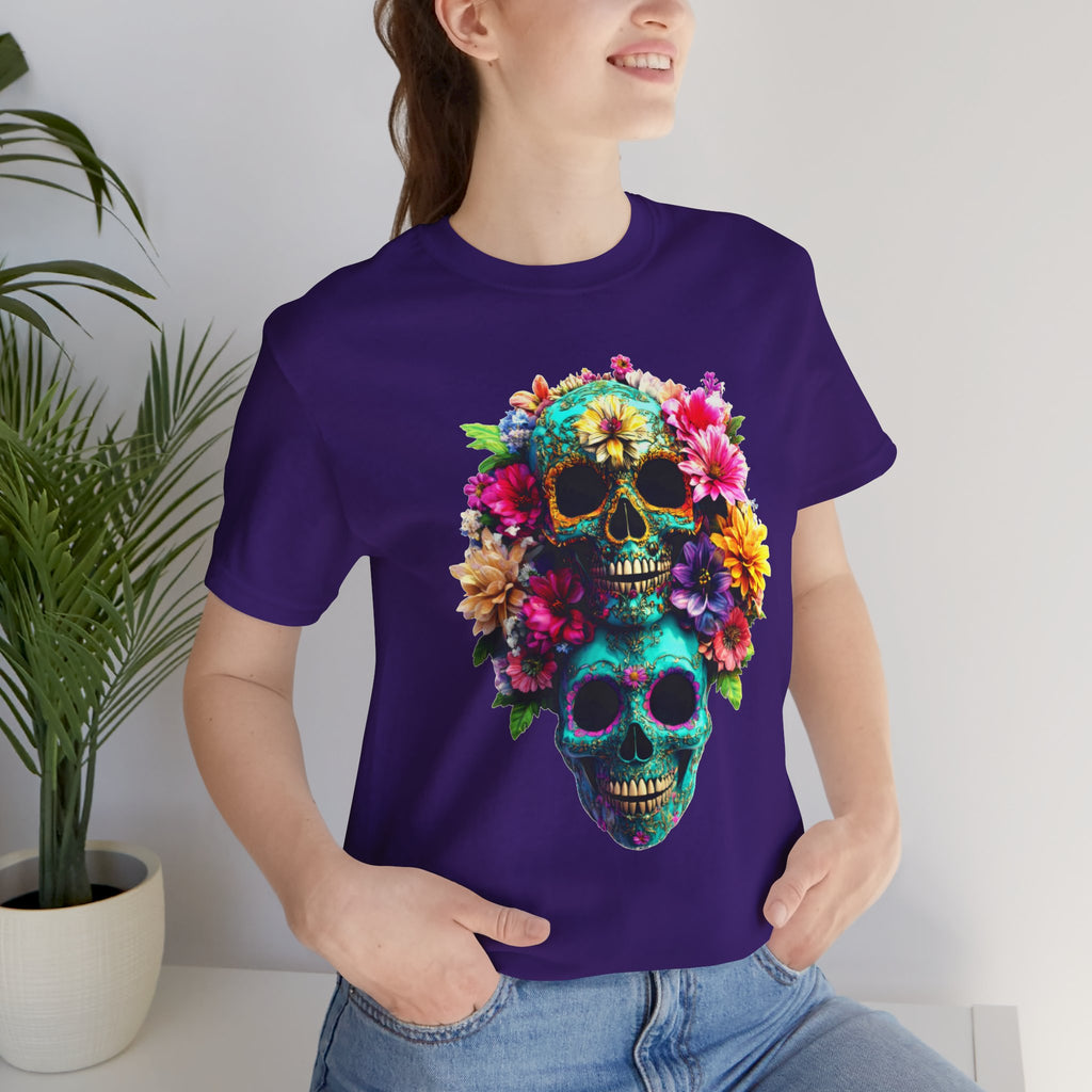 Floral Skull T-Shirt, Day of the Dead Shirt, Sugar Skull Graphic Tee, Colorful Skull Tee, Gothic Floral Shirt