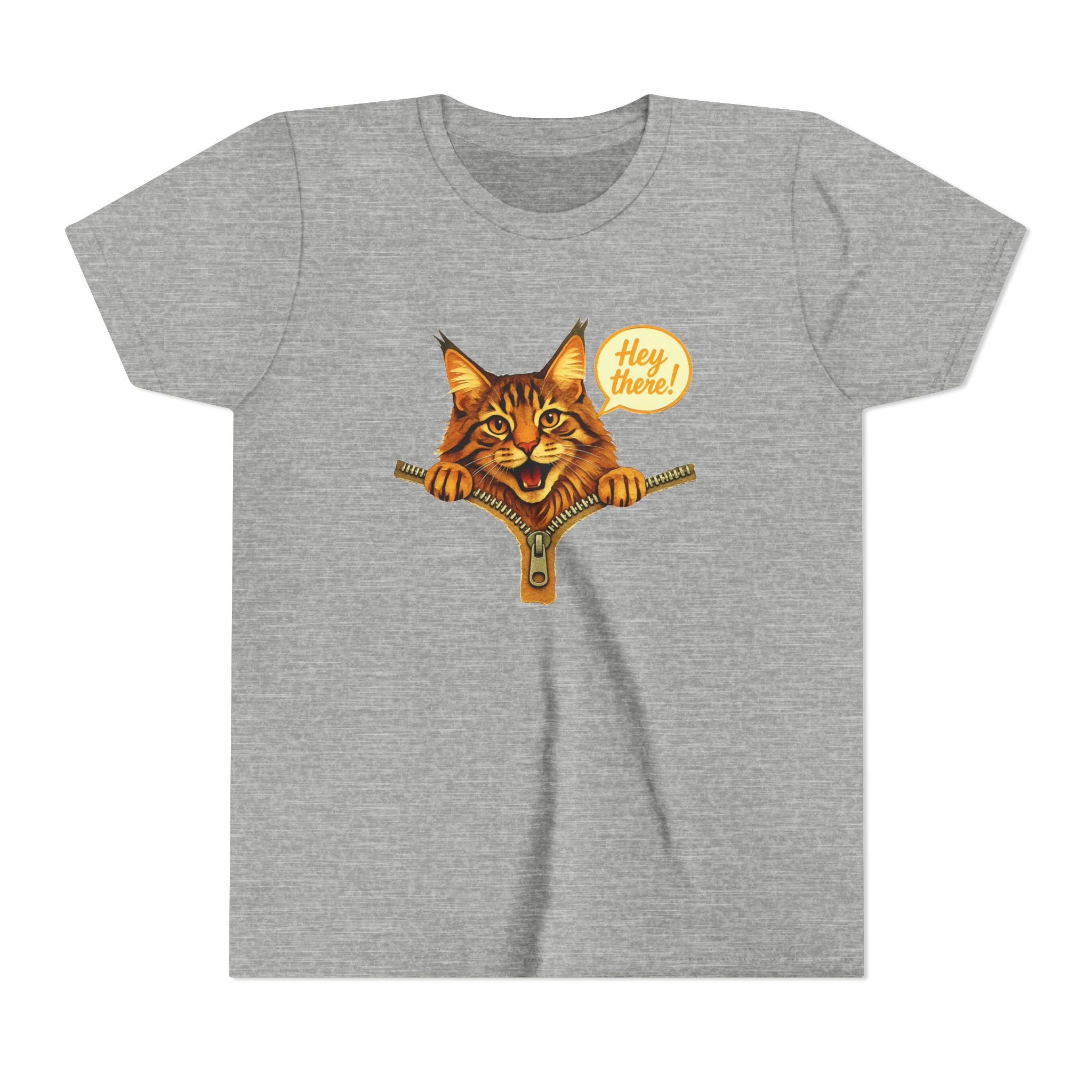 Cute Cat Youth Shirt, Hey There Kids Graphic Tee, Funny Cat T-Shirt for Kids, Animal Lover Youth Tee, Cute Kitty Shirt