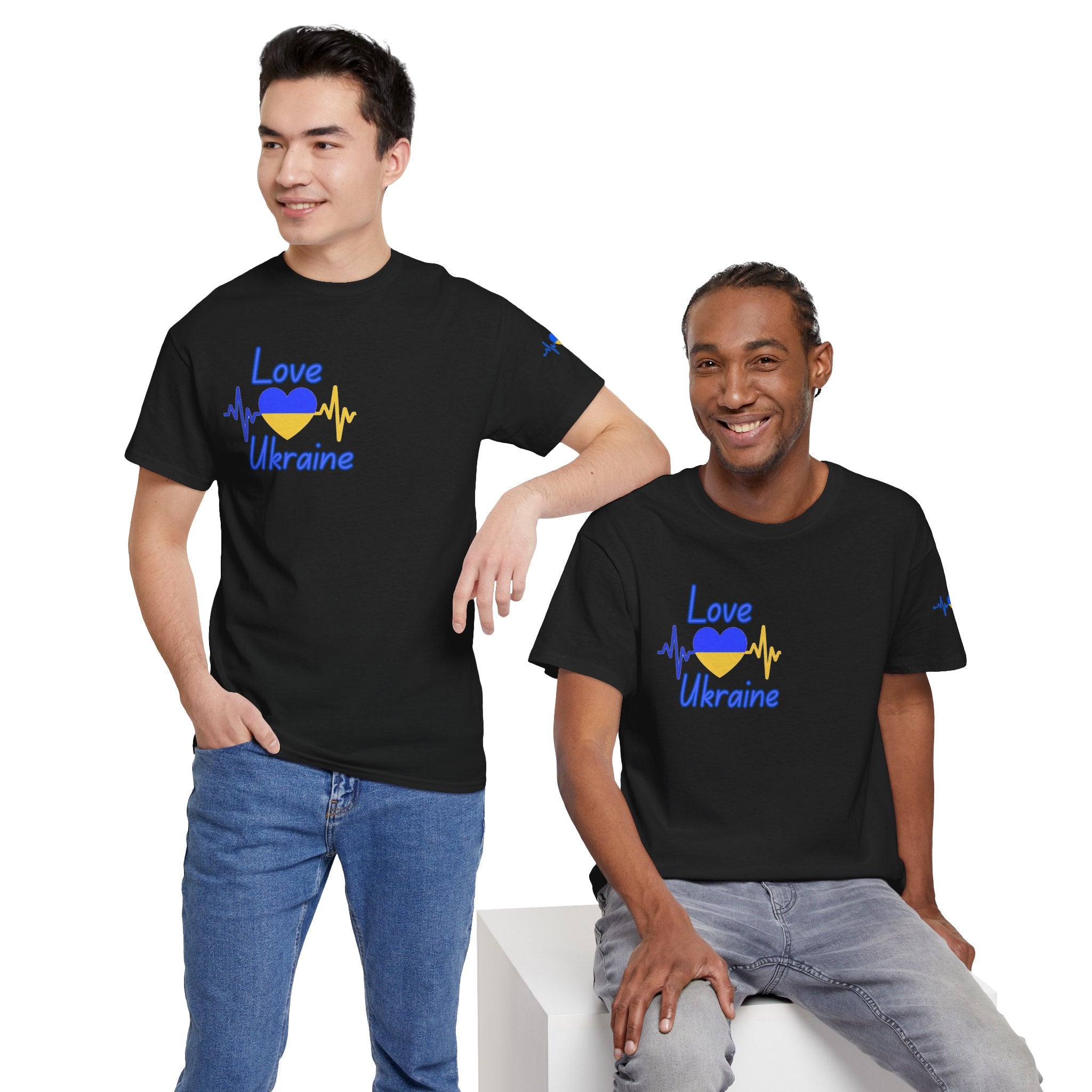 Love Ukraine T-Shirt — Heartbeat Flag Design