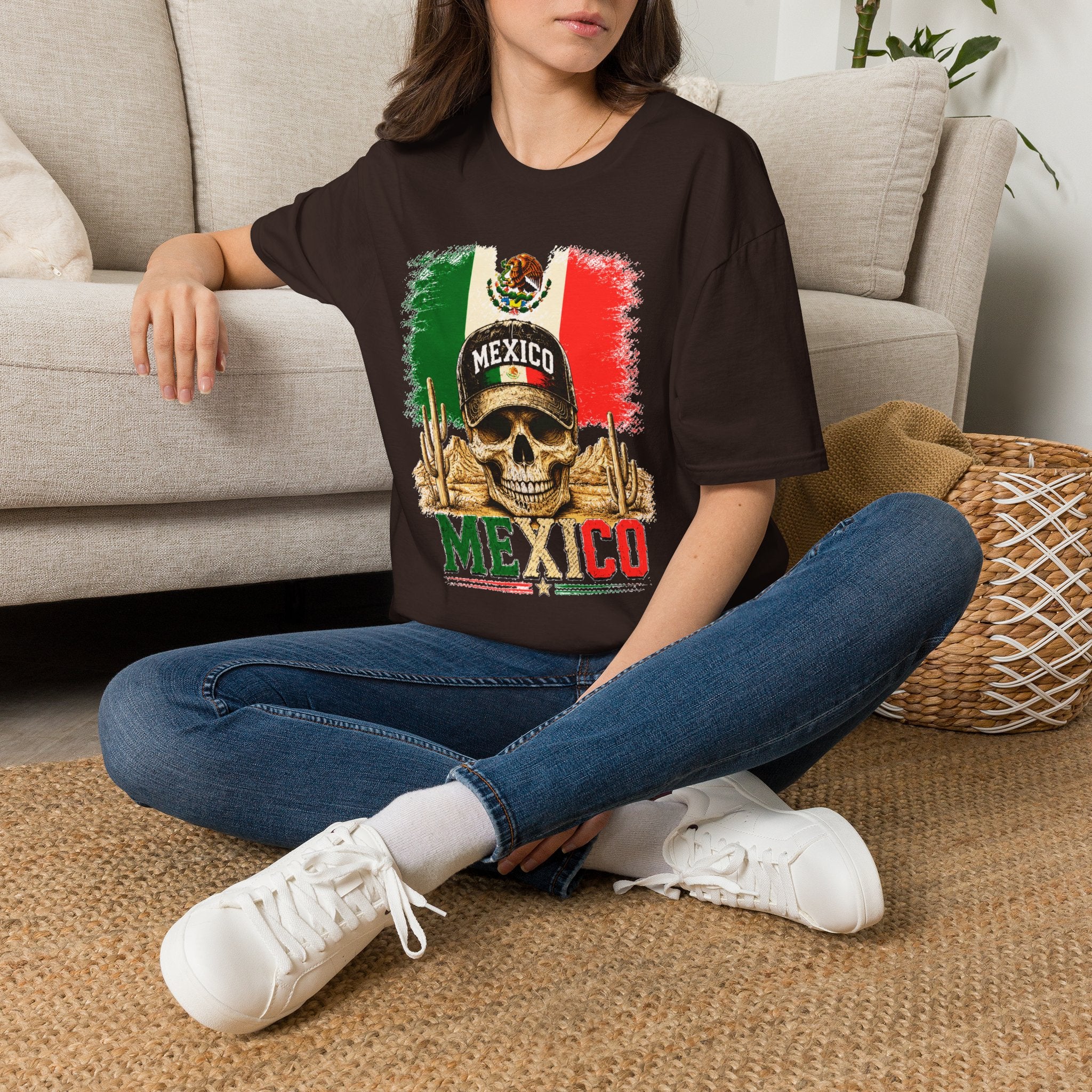 Mexico Flag Skull T-Shirt, Vintage Mexican Skull Shirt, Dia De Los Muertos Tee, Patriotic Mexico Graphic Tee, Gift for Men Women