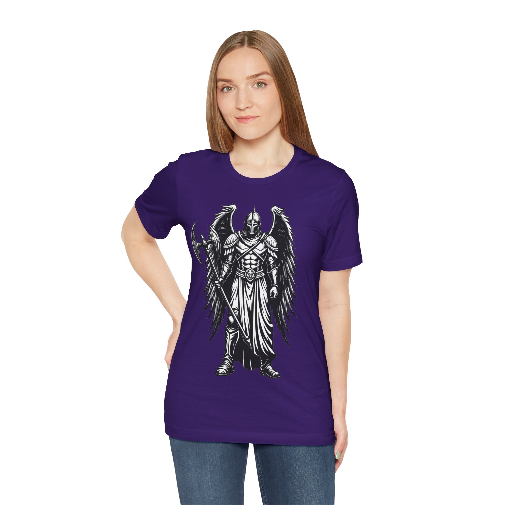 Angel of War Graphic Tee — Winged Knight Armor T-Shirt