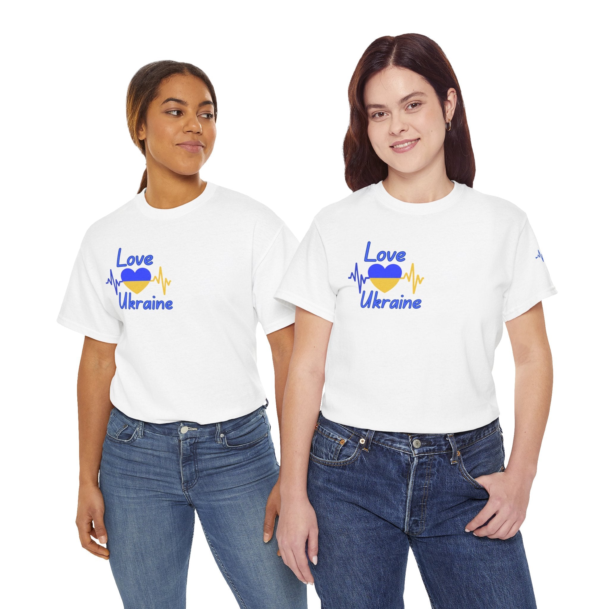 Love Ukraine T-Shirt — Heartbeat Flag Design