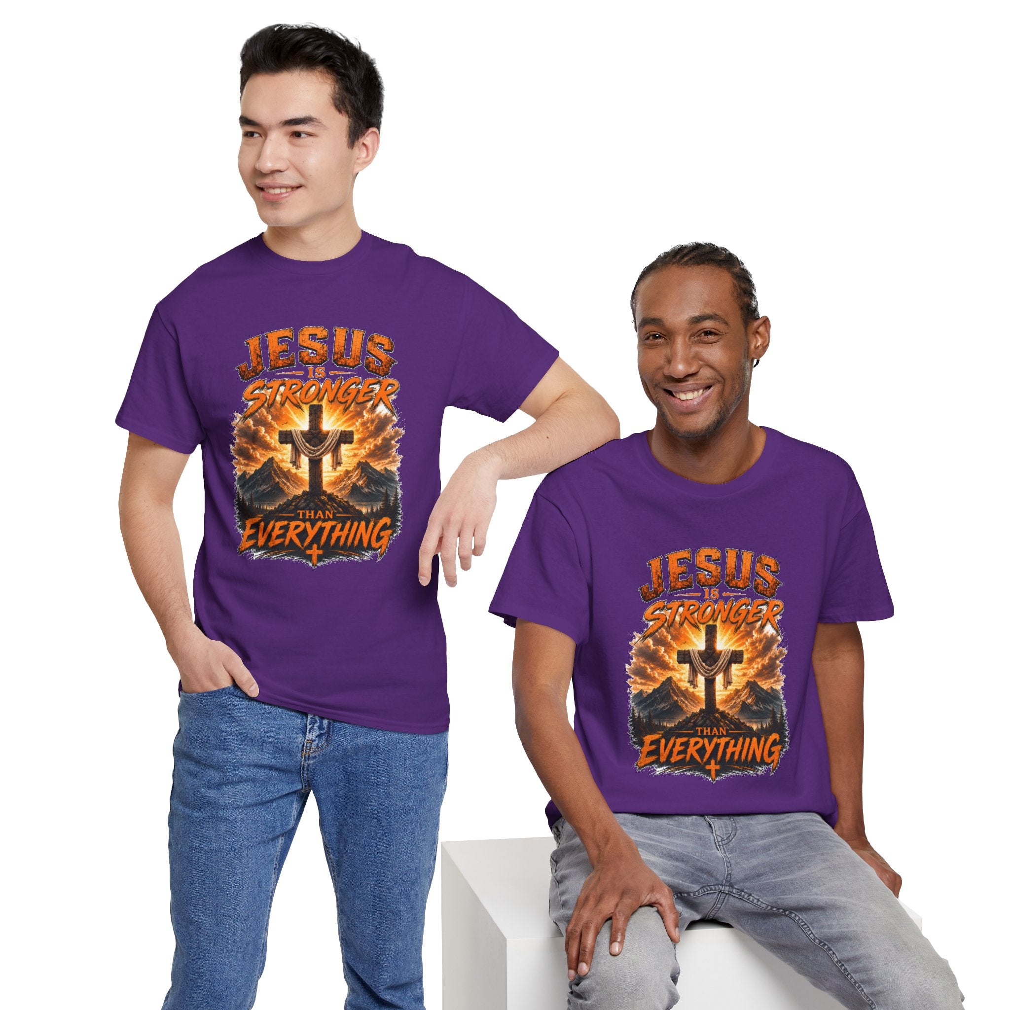 Jesus Is Stronger Than Everything Christian T-Shirt | Faith Cross Graphic Tee | Religious Unisex Shirt | Christian Gift