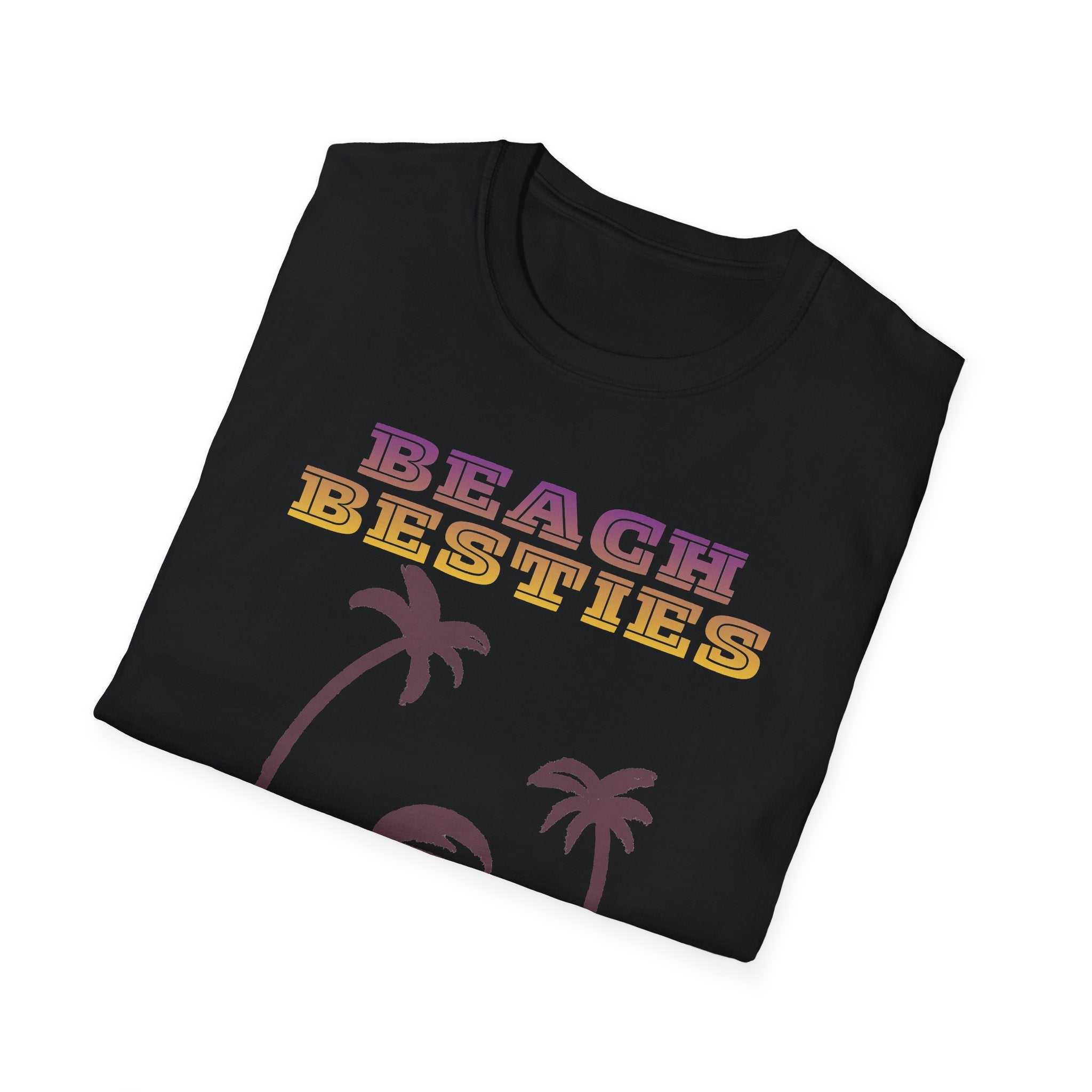 Beach Besties Shirt, Retro Beach Tee, Palm Tree Sunset T-Shirt, Summer Vacation Shirt