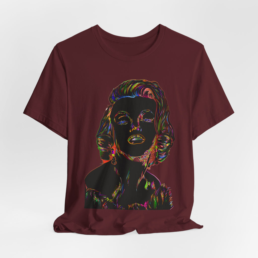 Neon Pop Art Portrait T-Shirt – Retro Rainbow Graphic Tee
