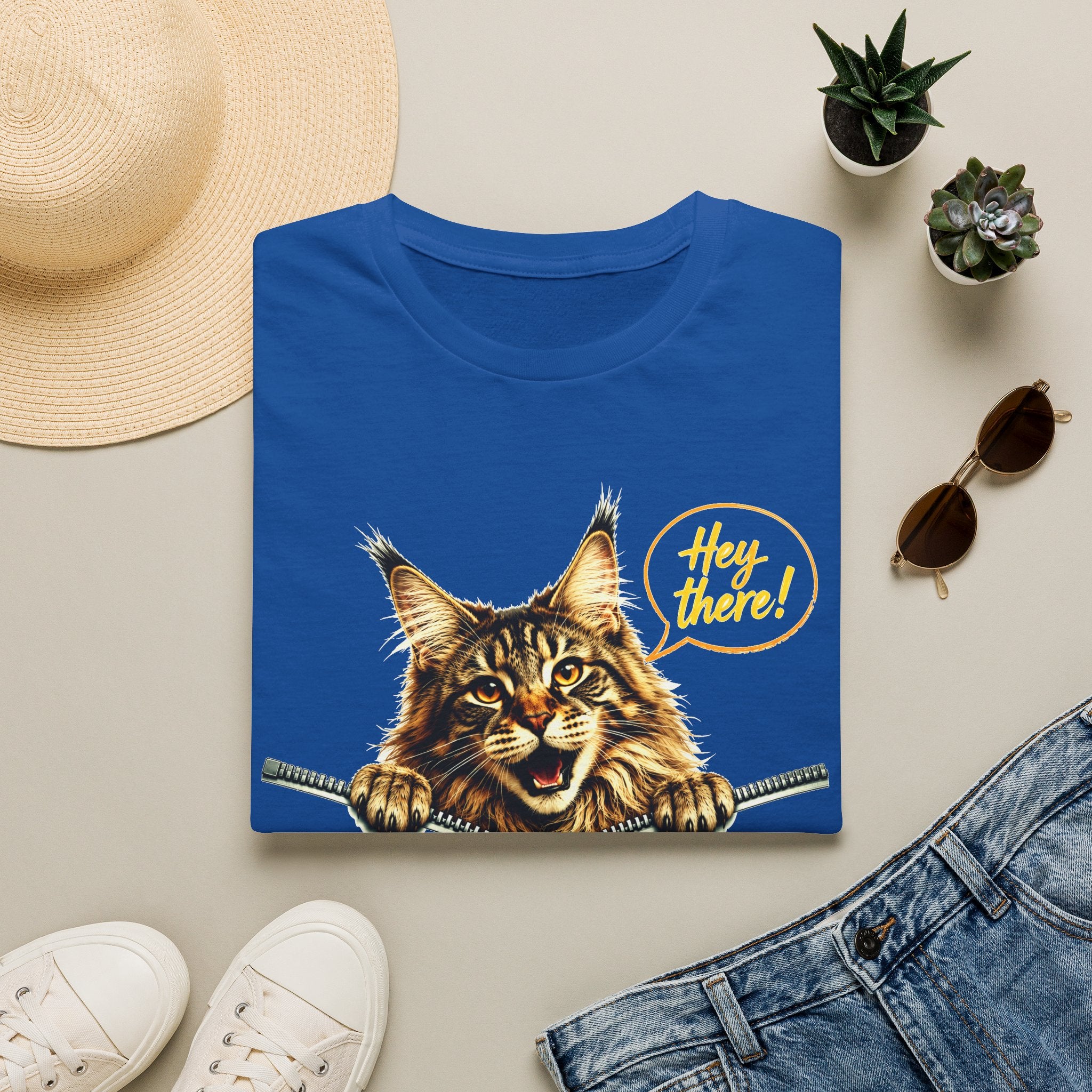 Cute Maine Coon Cat Shirt, Funny Cat Lover Tee, Hey There Cat Graphic T-Shirt, Cute Animal Shirt, Gift for Cat Mom, Unisex Tee