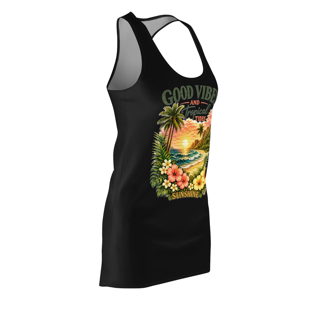 Good Vibes Tropical Racerback Dress – Beach Sunset Floral Sundress