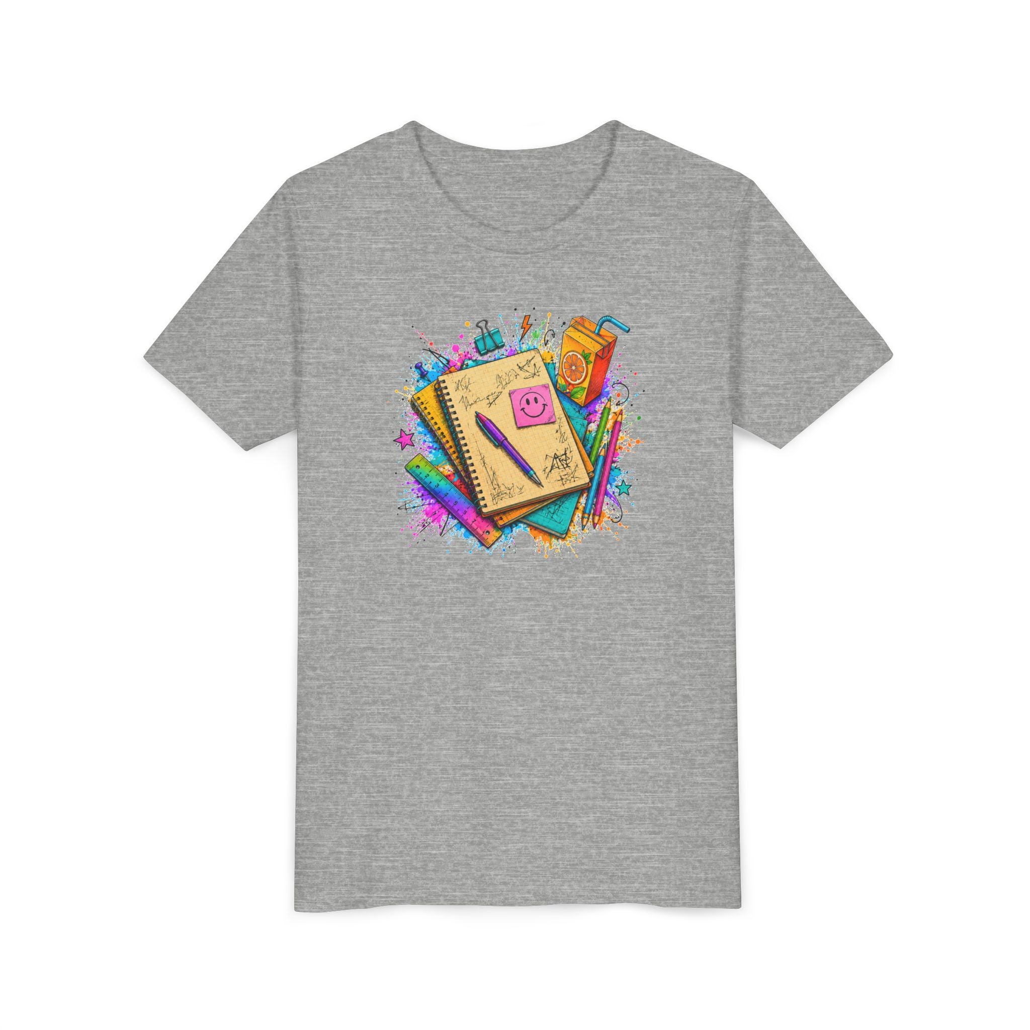 Kids Back to School T‑Shirt — Colorful Notebooks & Pencil Design