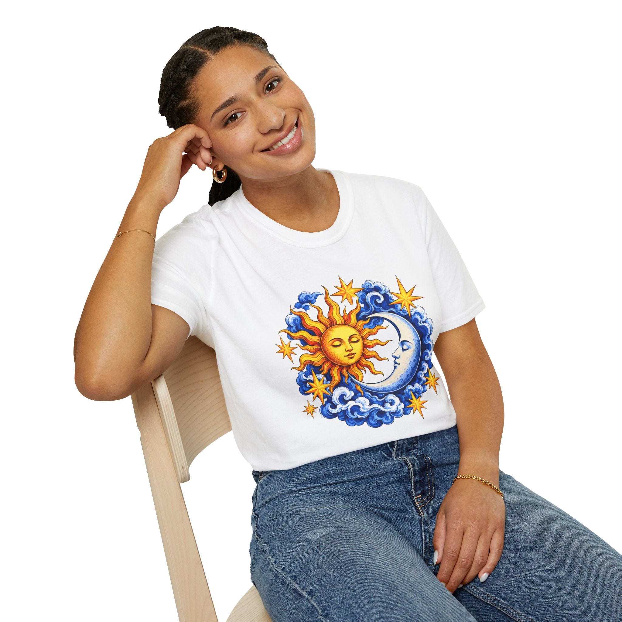 Sun and Moon Graphic T-Shirt — Celestial Boho Solar Lunar Tee