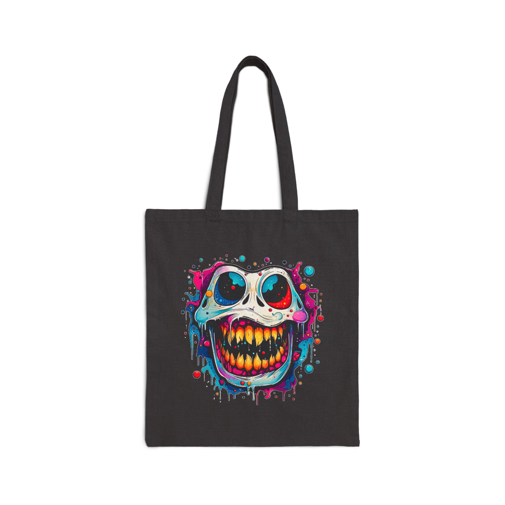 Tote Bag - Colorful Grinning Skull Canvas Tote ,Halloween, Gothic Streetwear
