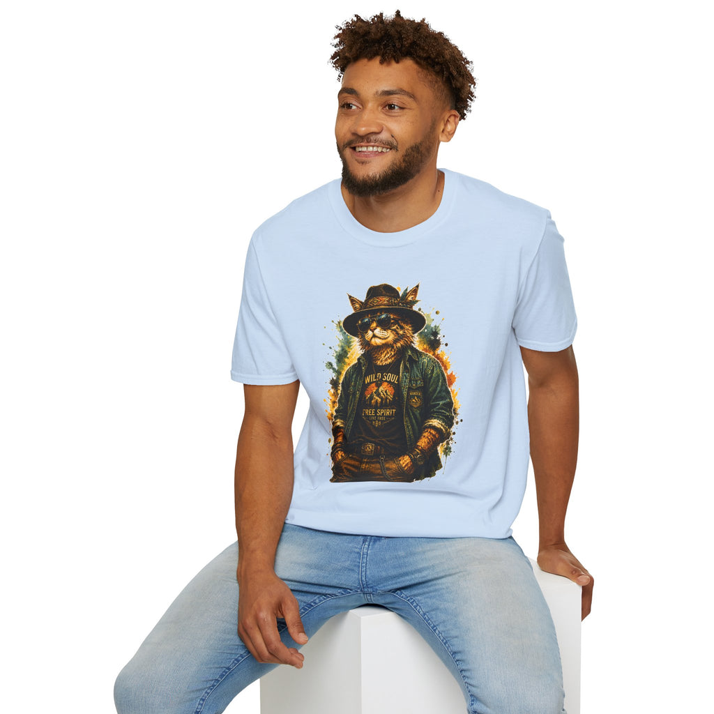 Boho Cat T-Shirt, Wild Soul Cat Tee, Vintage Cat Graphic Shirt, Cat Lover Gift, Hippie Cat Shirt, Bohemian Animal Tee