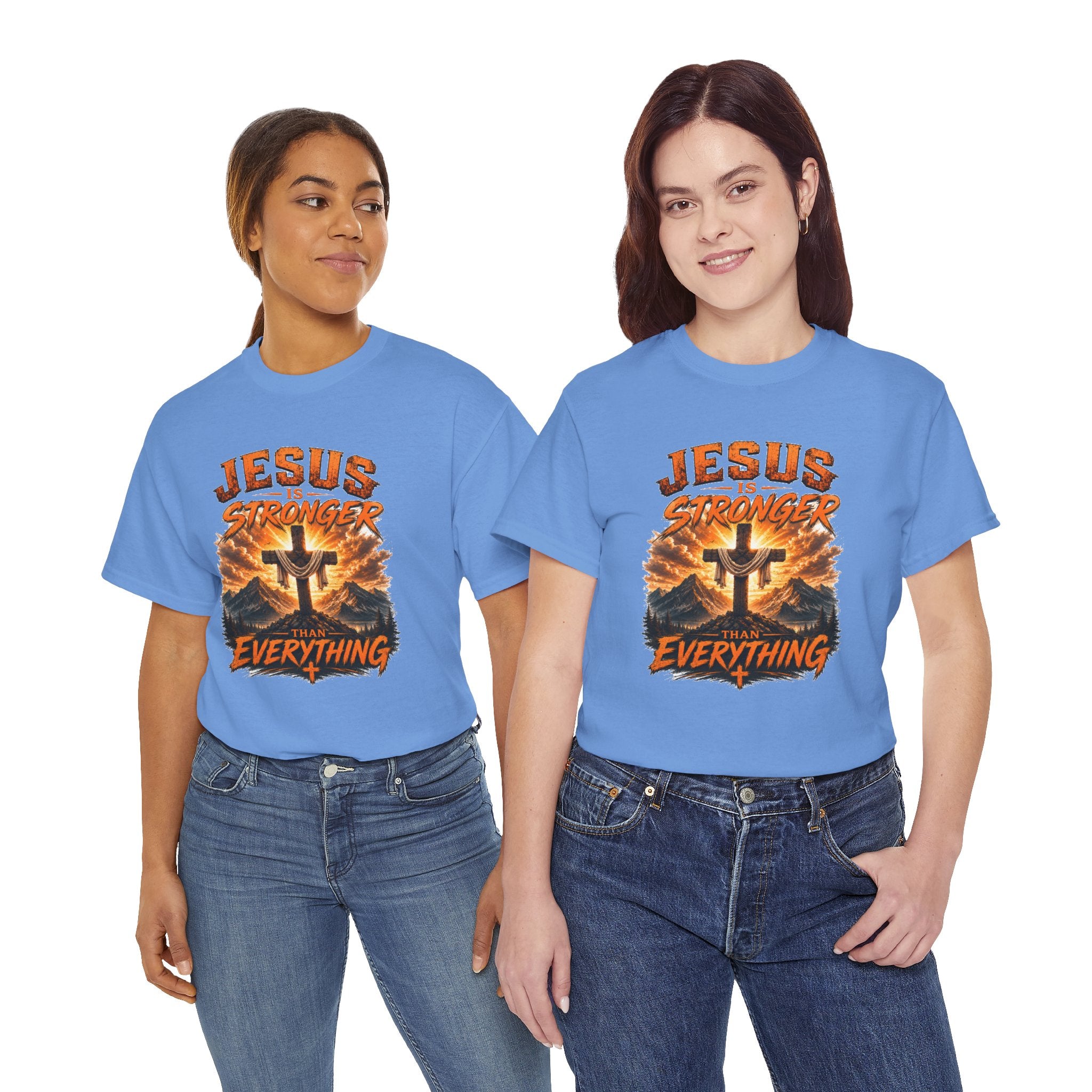 Jesus Is Stronger Than Everything Christian T-Shirt | Faith Cross Graphic Tee | Religious Unisex Shirt | Christian Gift