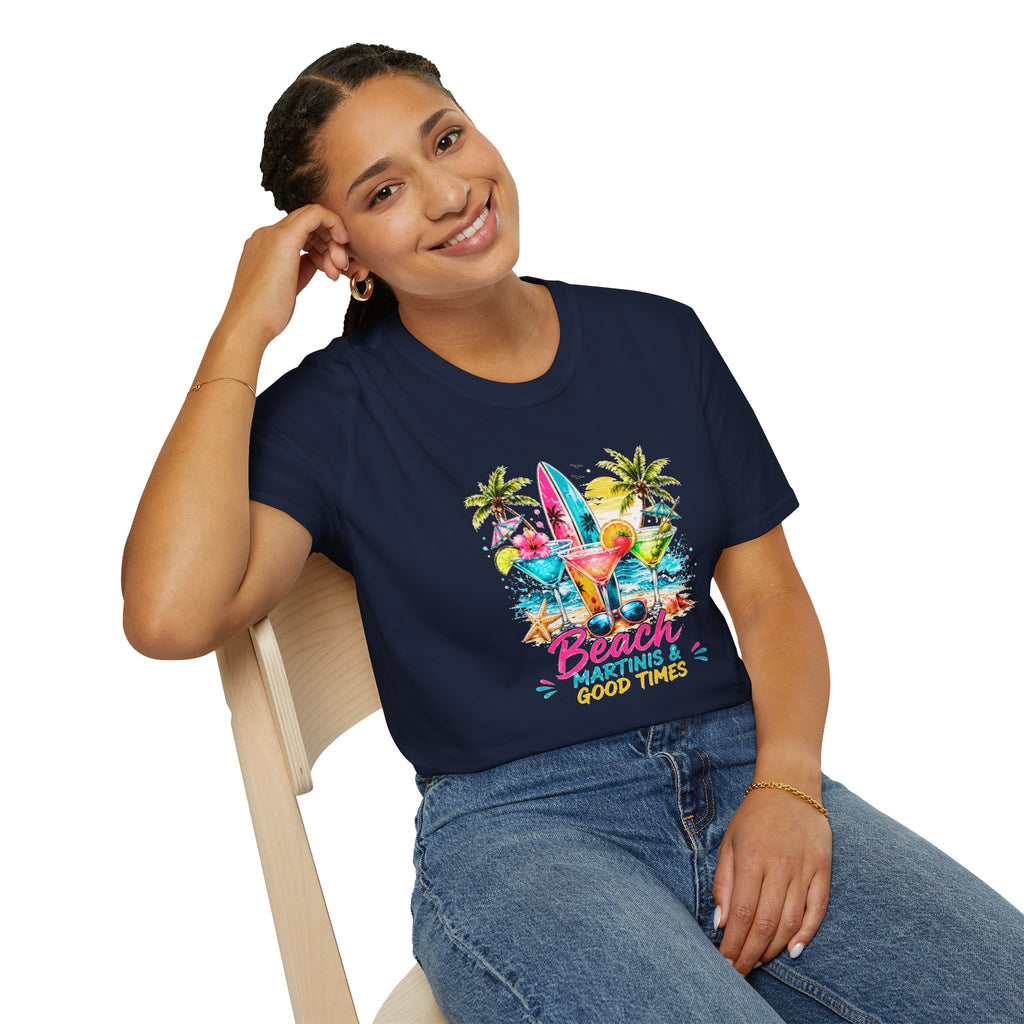 Beach Cocktails T-Shirt, Tropical Summer Shirt, Beach Martini Tee, Coastal Vacation Shirt, Summer Graphic Tee