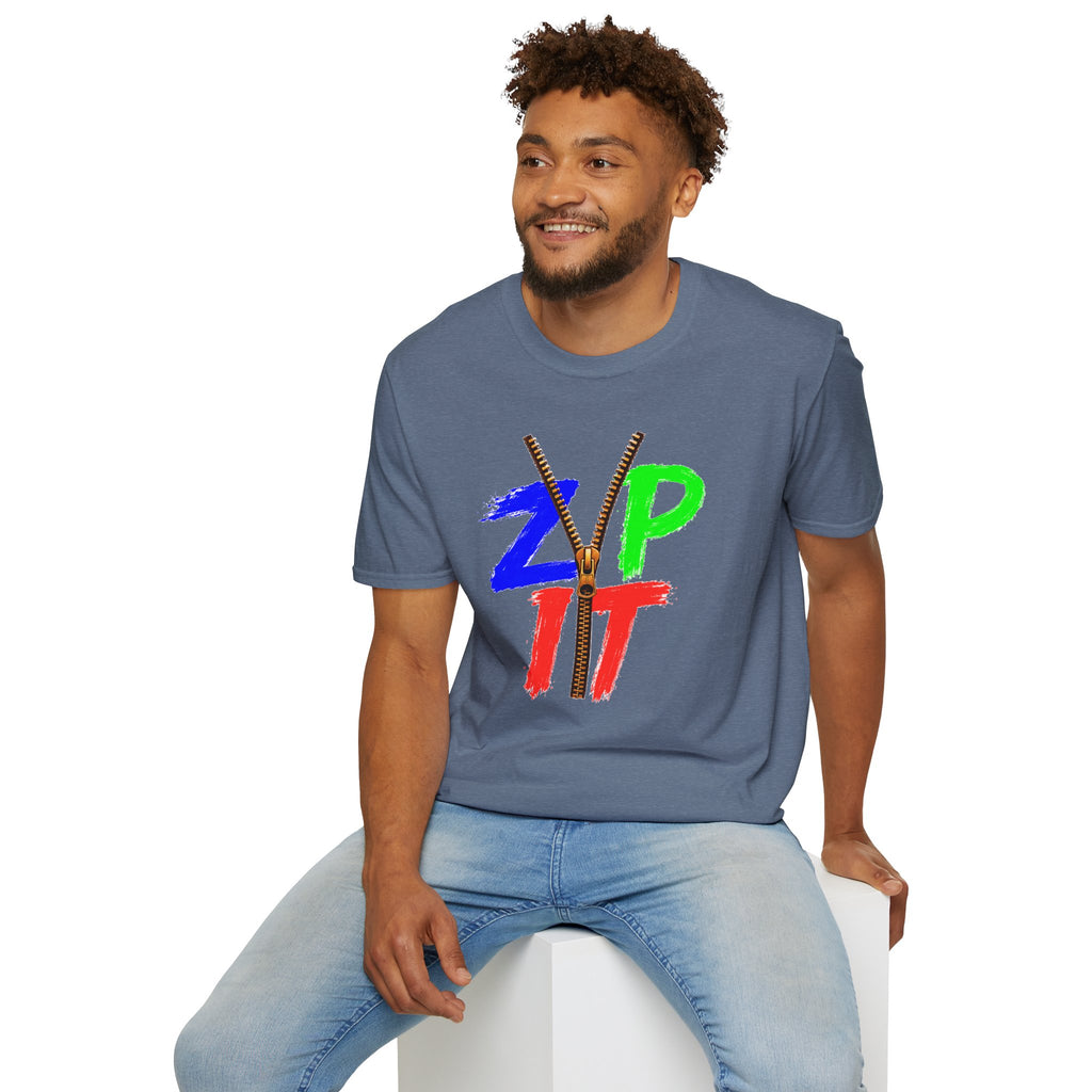 Zip It T-Shirt — Bold Color Zipper Graphic Tee