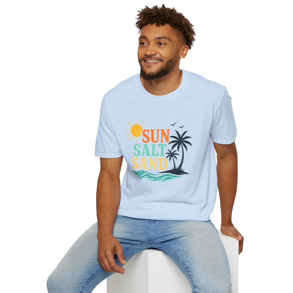 Sun Salt Sand Beach T-Shirt — Palm Tree Summer Vacation Tee