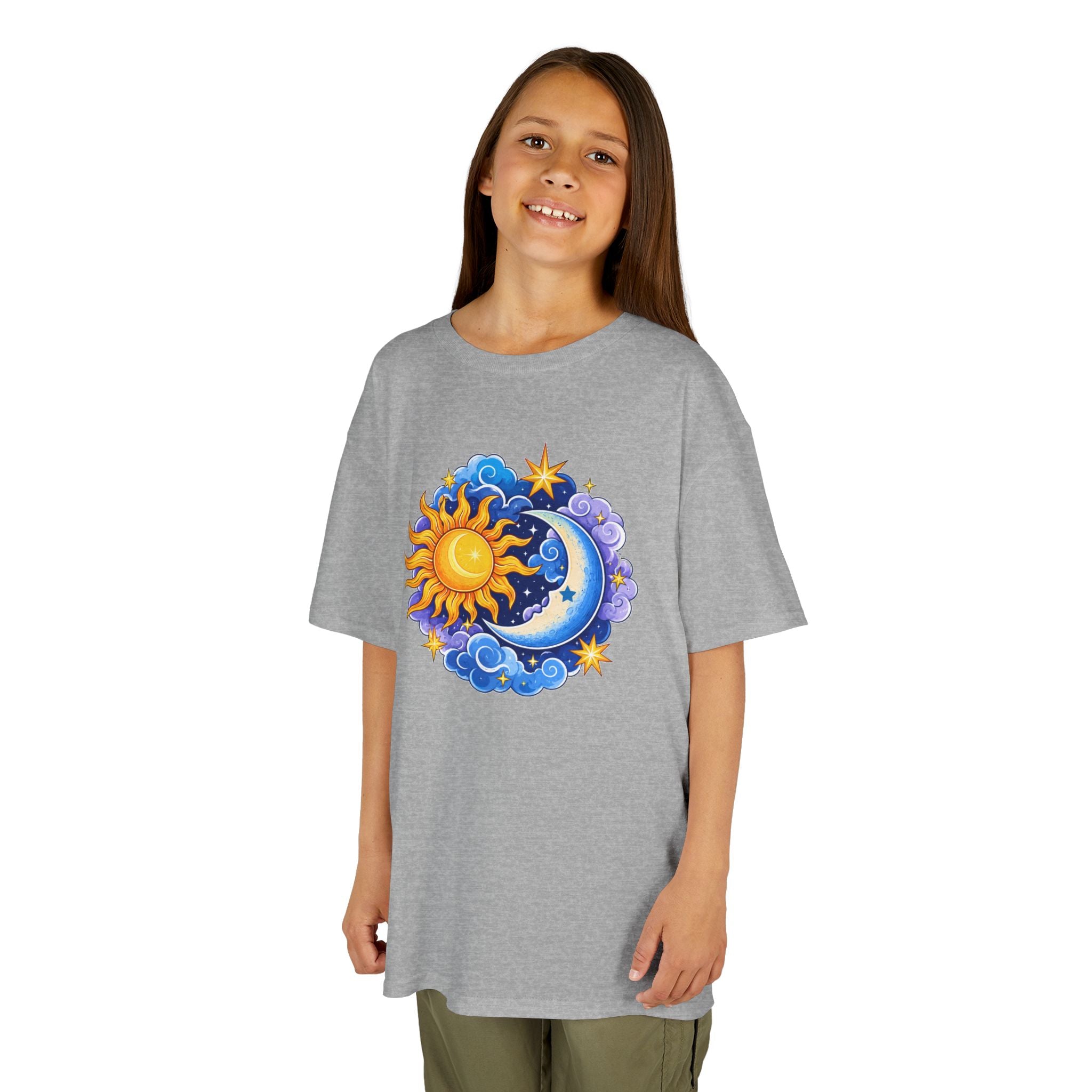 Kids Sun & Moon Graphic Tee — Colorful Celestial Design