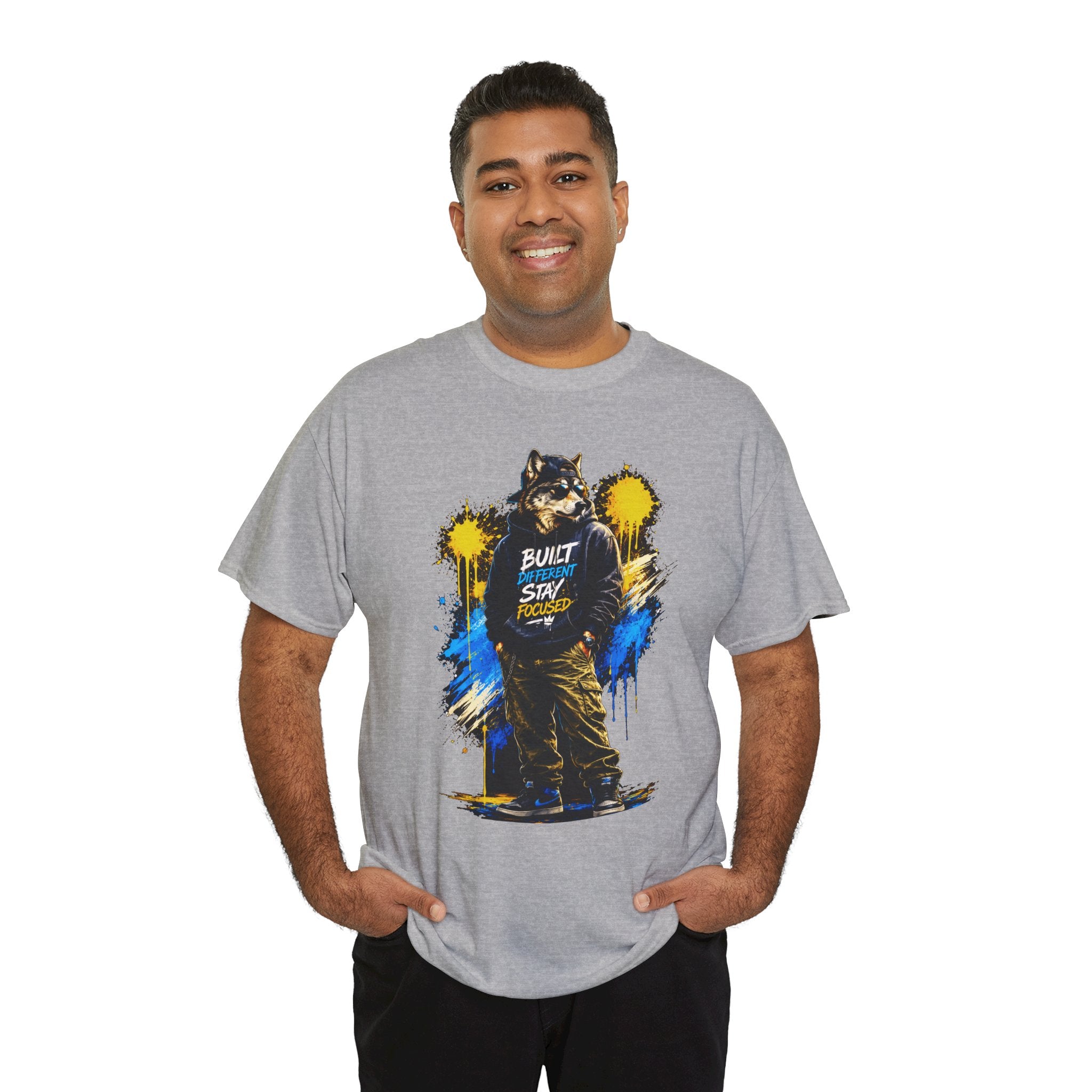 Raccoon Street Art Tee — "Built Not Born" Graphic T-Shirt