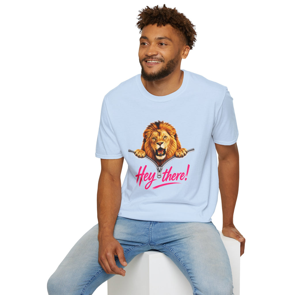 Lion Graphic Tee, Hey There Lion Shirt, Cute Roaring Lion T-Shirt, Funny Animal Graphic Tee, Unisex Casual Shirt