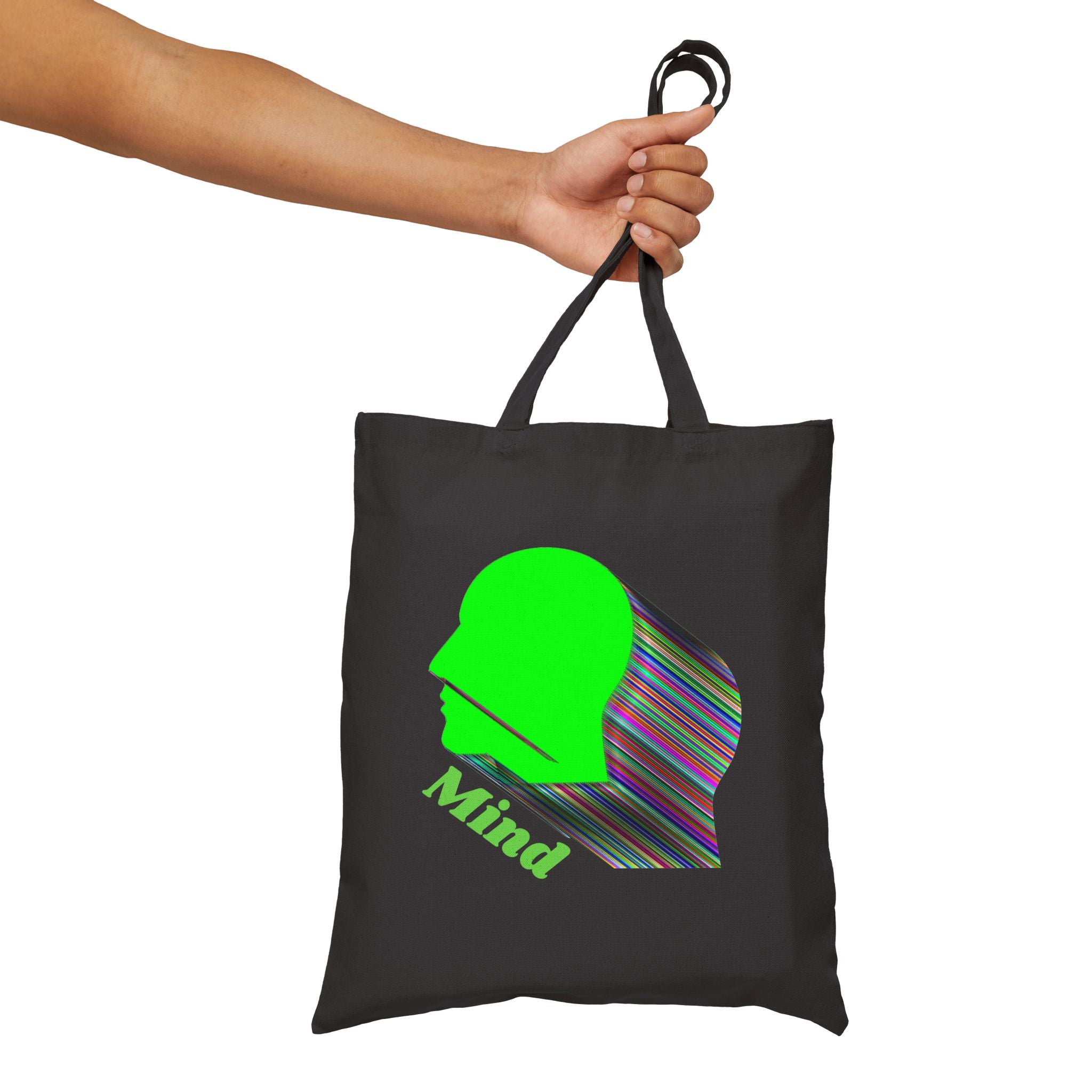 Mind Silhouette Canvas Tote — Green Head Graphic Eco Shopper